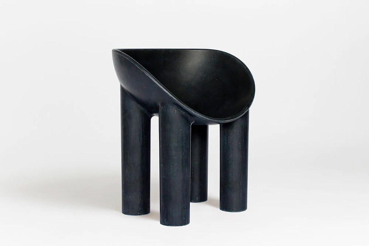 Modern Contemporary Charcoal Fiberglass Chair, Roly-Poly Dining Chair by Faye Toogood For Sale