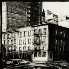 Contemporary Charcoal on Paper Drawing of an NYC Streetscape, Tim Folzenlogen