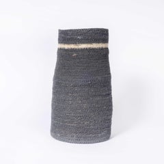 Contemporary Charcoal Tapered Cylinder Basket - Water Hyacinth