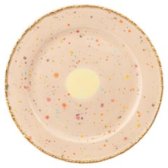 Piatto da portata contemporaneo in porcellana dipinta a mano color oro