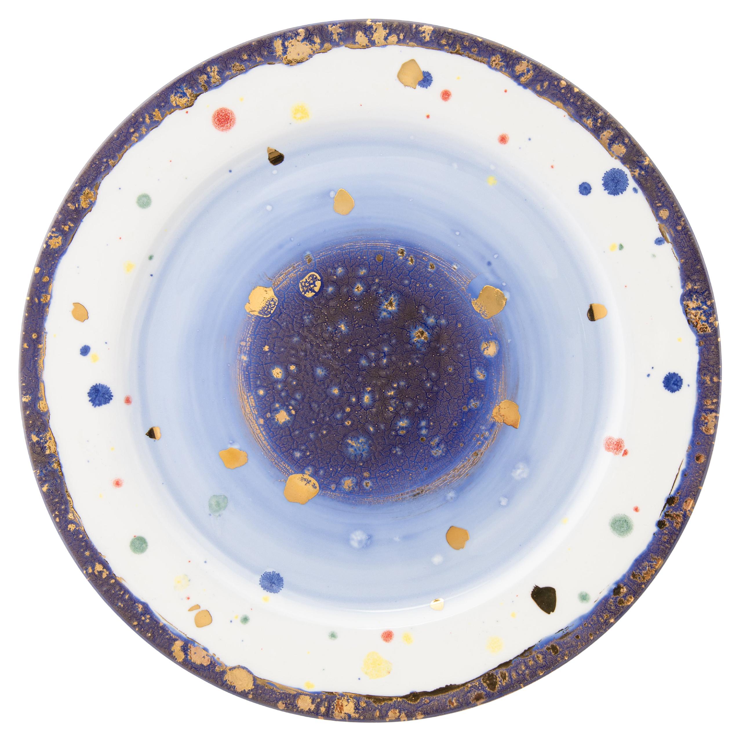 Contemporary Charger Plate Gold Hand Painted Porcelain Tableware For Sale