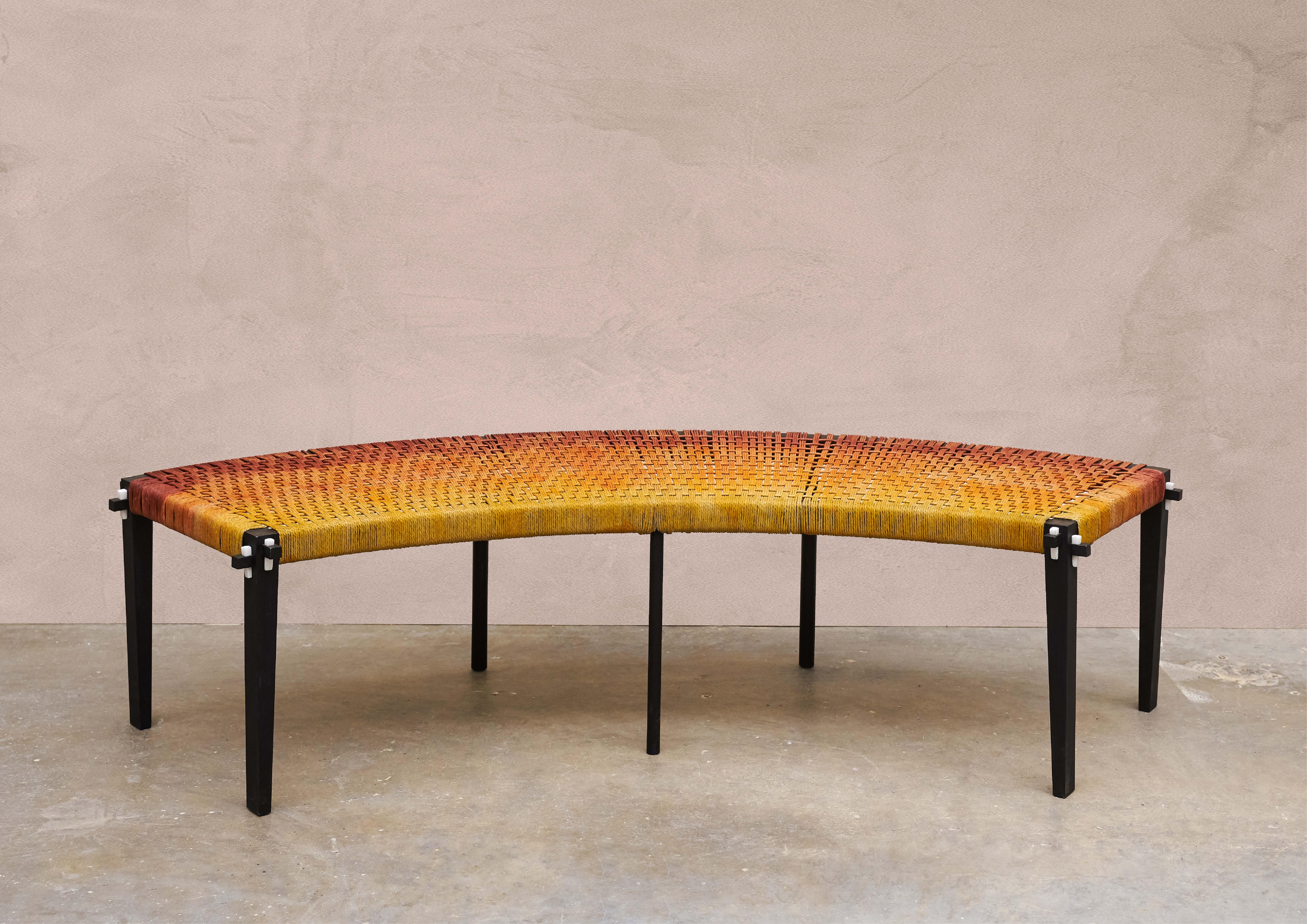 The Charpai bench is part of the famous Rangeela collection, which is highly acclaimed by the avant-garde. The Rangeela collection is the result of a meeting between a design, a French know-how and a knowledge of Indian dye plants. This collection