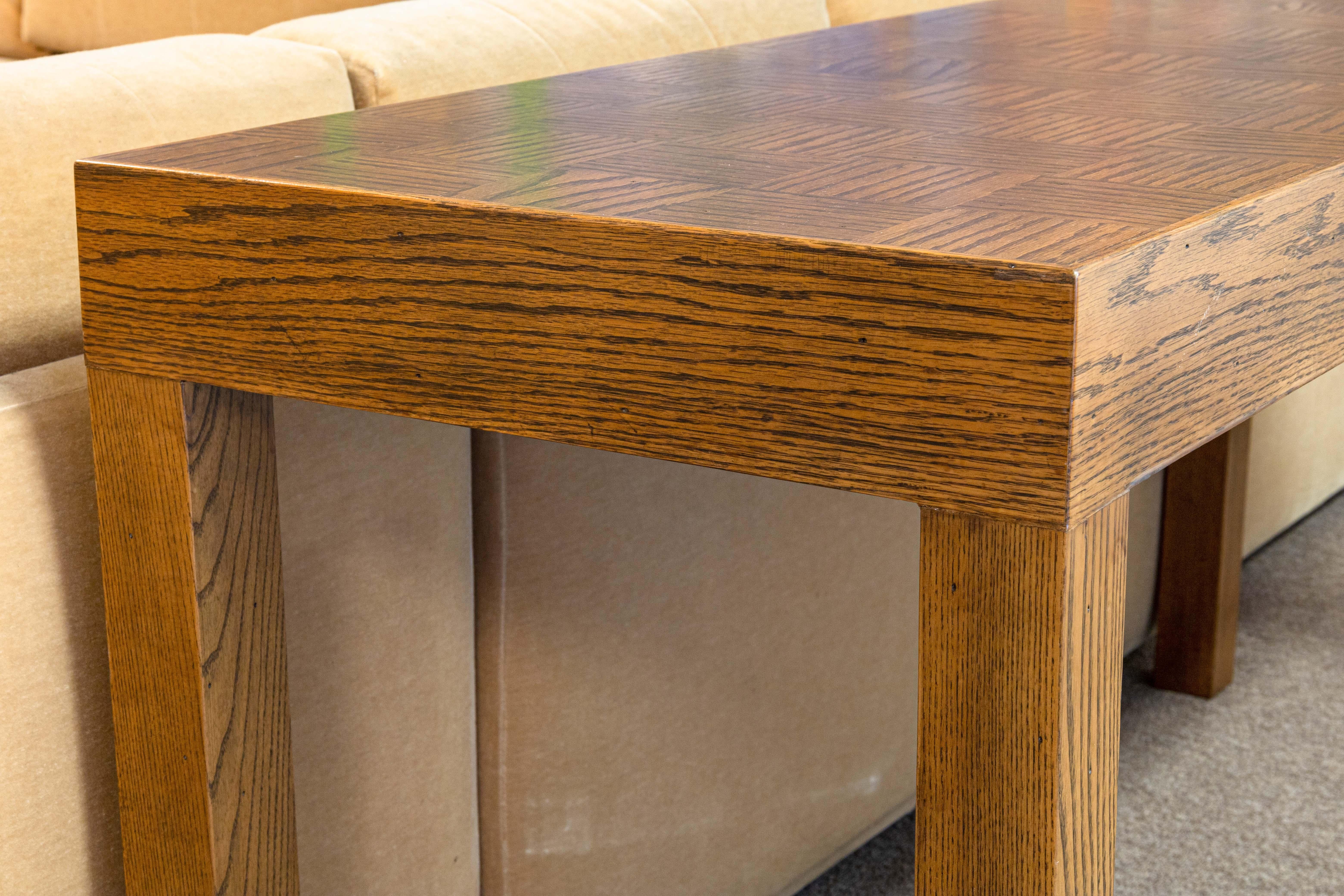 Unknown Contemporary Checkered Grain Zebra Wood Handcrafted Console Table