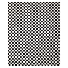 Contemporary Checkered Hand Made Black Area Rug 9' 0" x 12' 0"