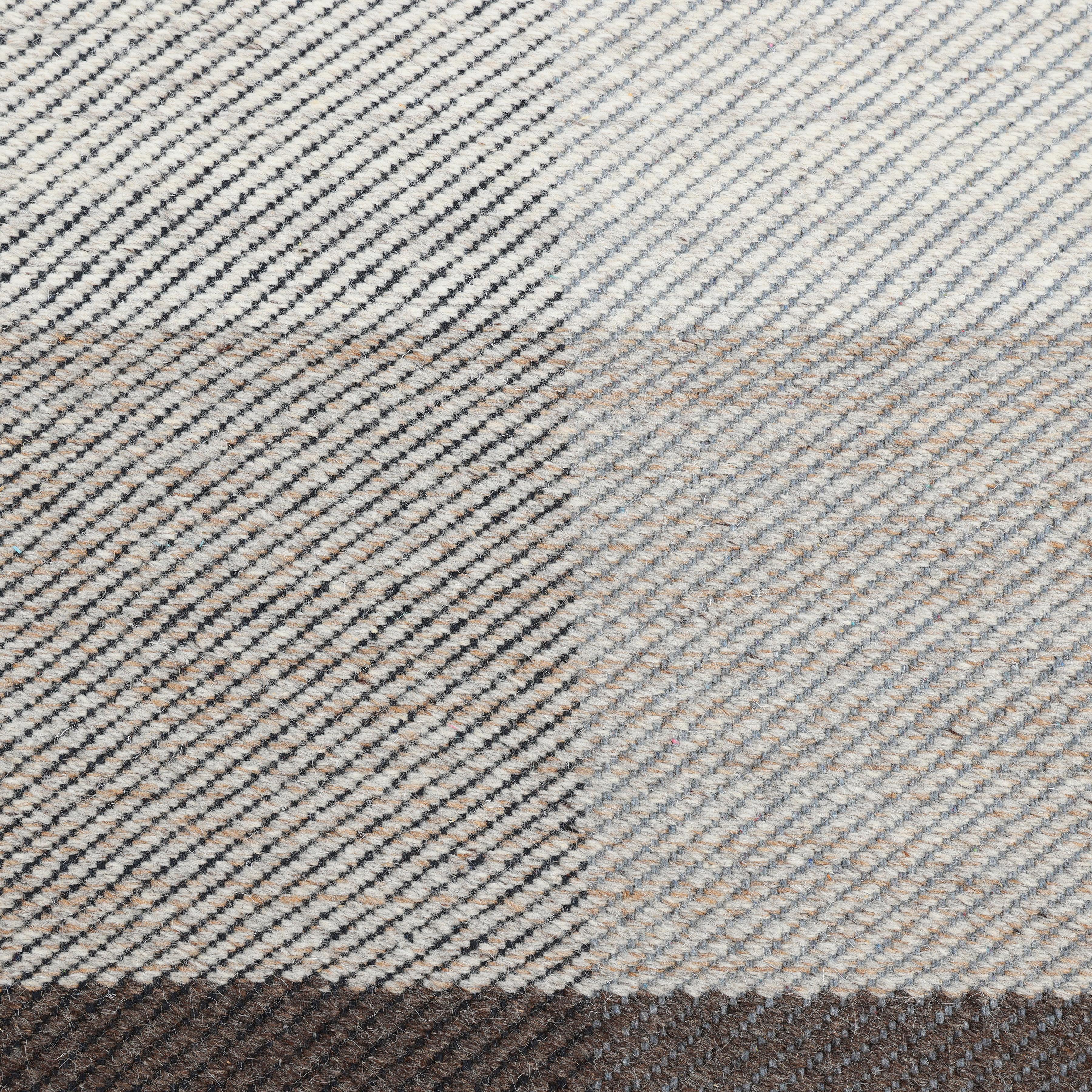 Indien Tapis de sol contemporain à carreaux fait à la main Brown 3' 0