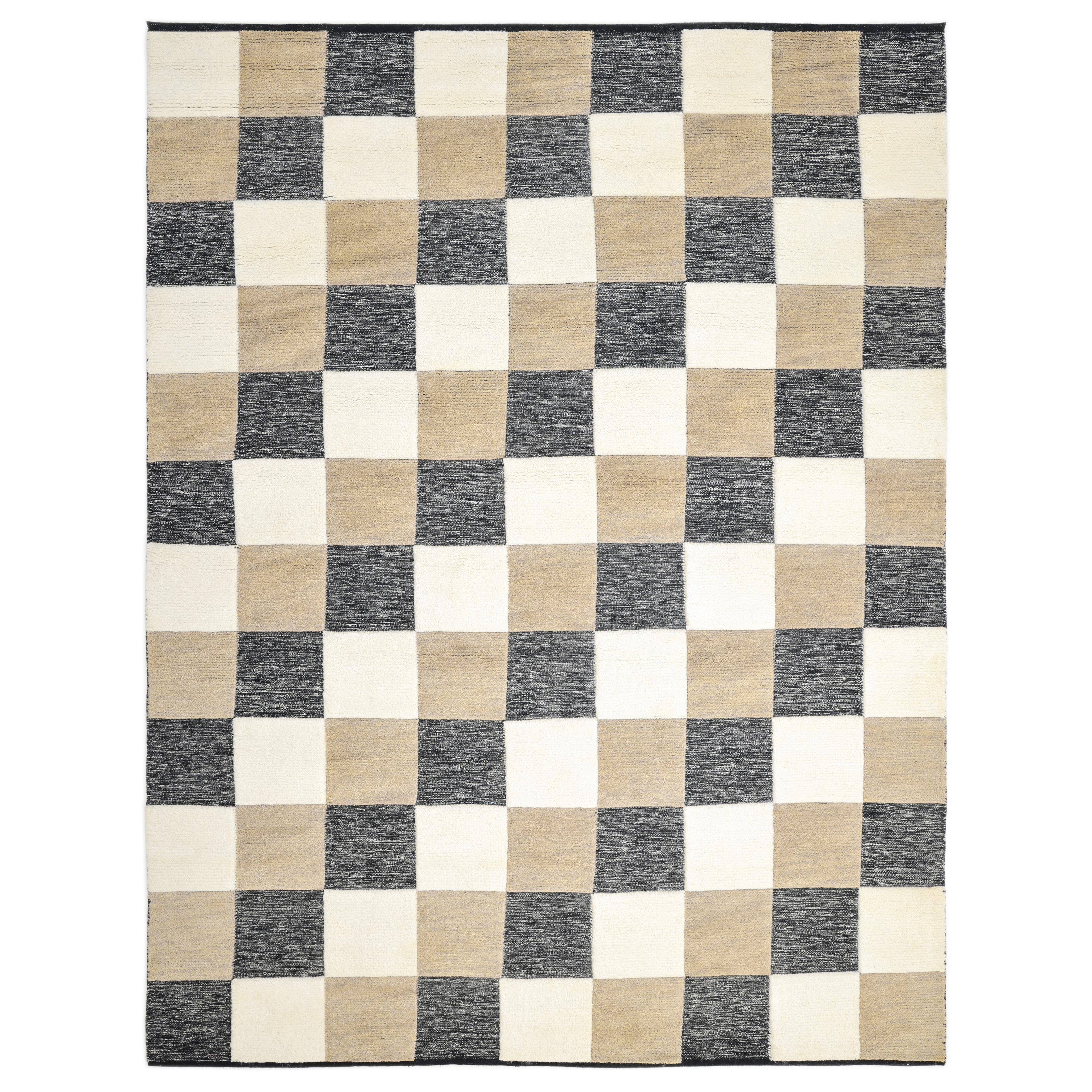 Contemporary Checkered Hand Made Brown Area Rug 3' 0" x 5' 0"