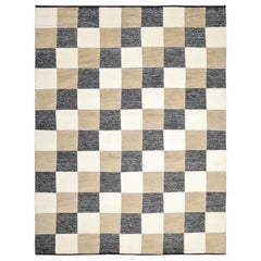 Contemporary Checkered Hand Made Brown Area Rug 3' 0" x 5' 0"