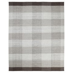 Contemporary Checkered Hand Made Brown Area Rug 3' 0" x 5' 0"
