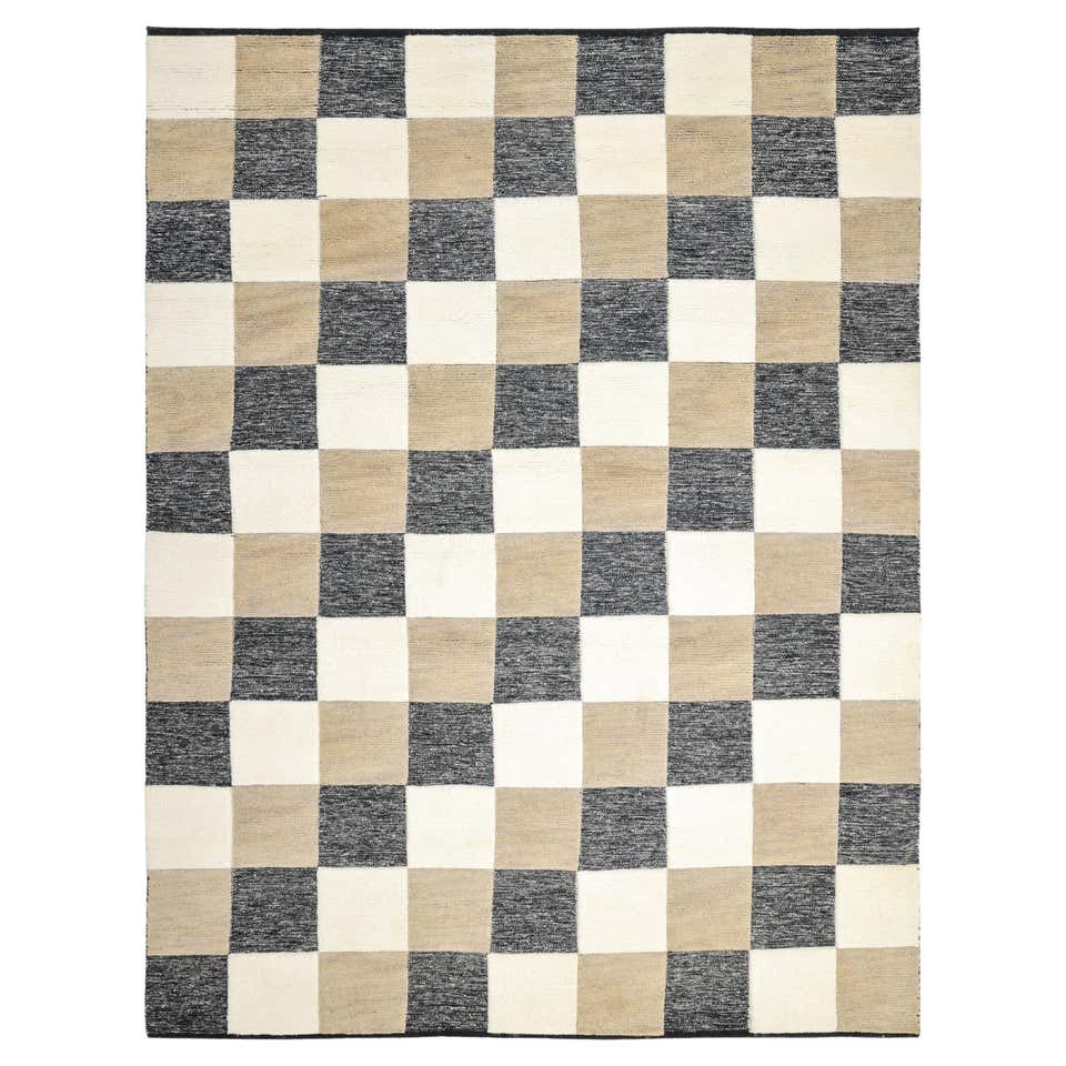The Forsyth Checkerboard Rug - Big Checks in Off Black, 9x12 For Sale ...