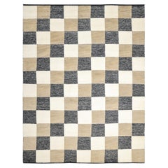 Contemporary Checkered Hand Made Brown Area Rug 5' 0" x 8' 0"