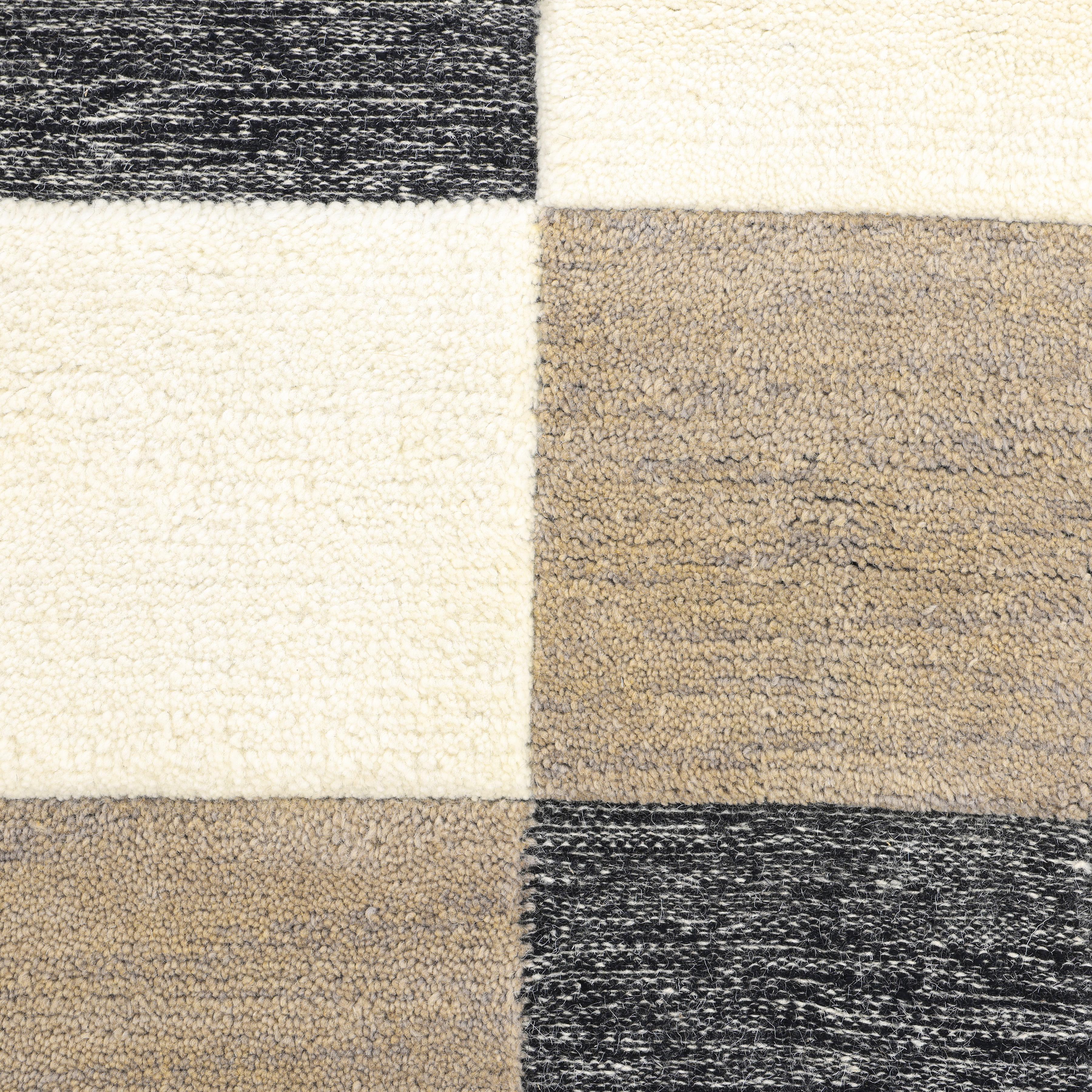 Indian Contemporary Checkered Hand Made Brown Area Rug 9' 0