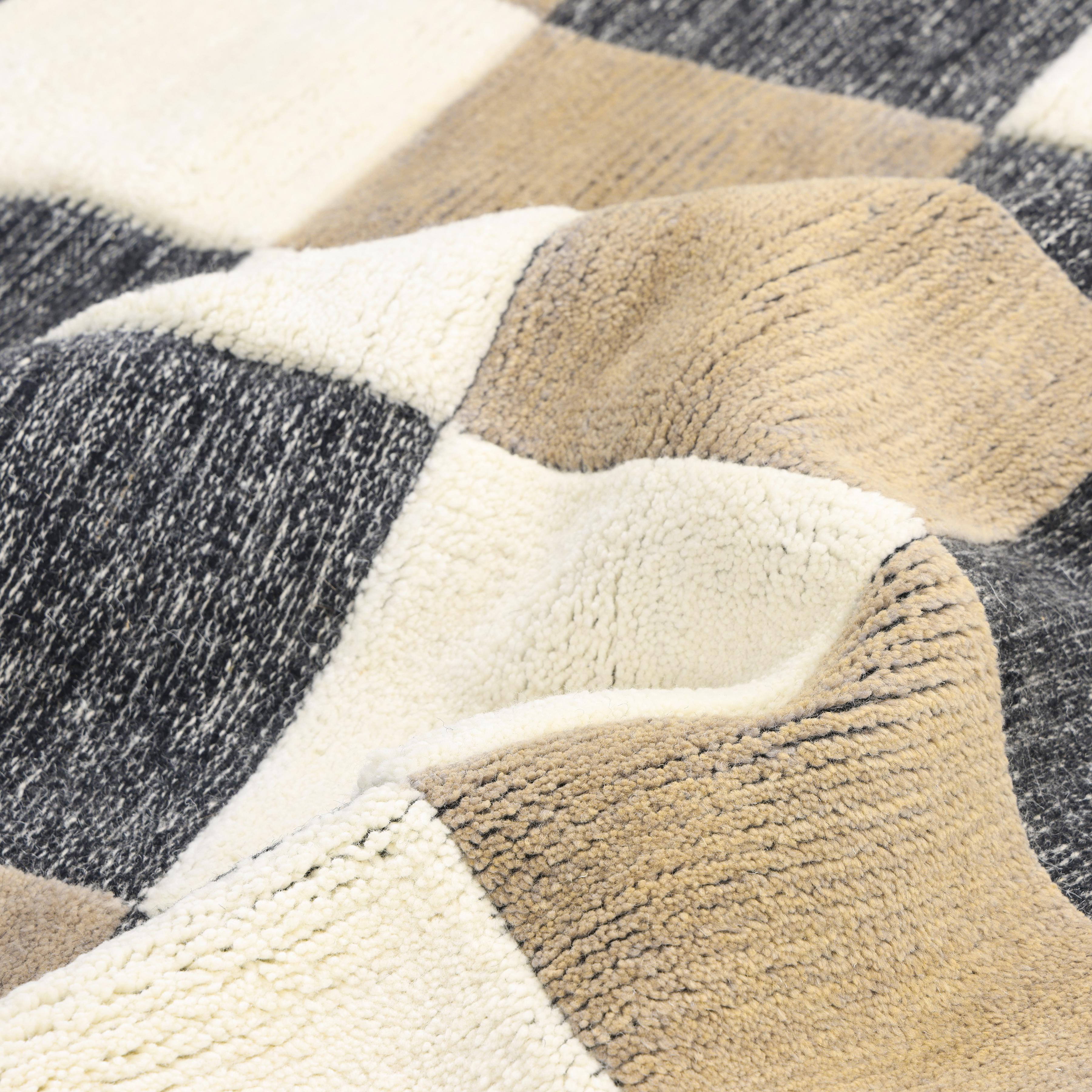 Contemporary Checkered Hand Made Brown Area Rug 9' 0