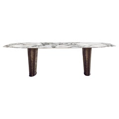 Contemporary Cheope Table with "Dover White" Marble top and Artistic Finish Base