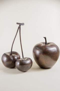 Contemporary Cherries Sculpture in Dark Antique Copper by Robert Kuo