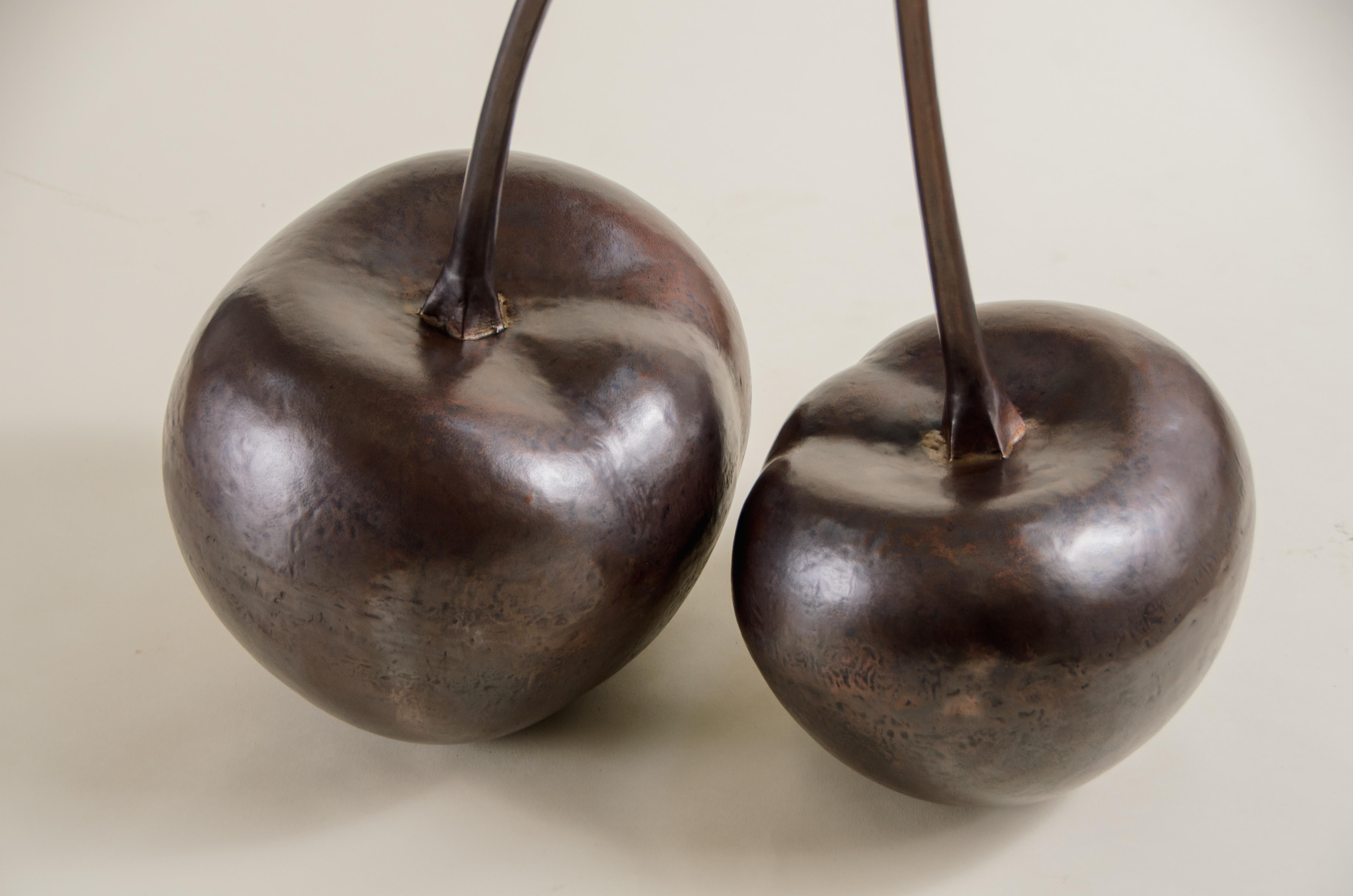 Organic Modern Contemporary Cherries Sculpture in Dark Antique Copper by Robert Kuo For Sale