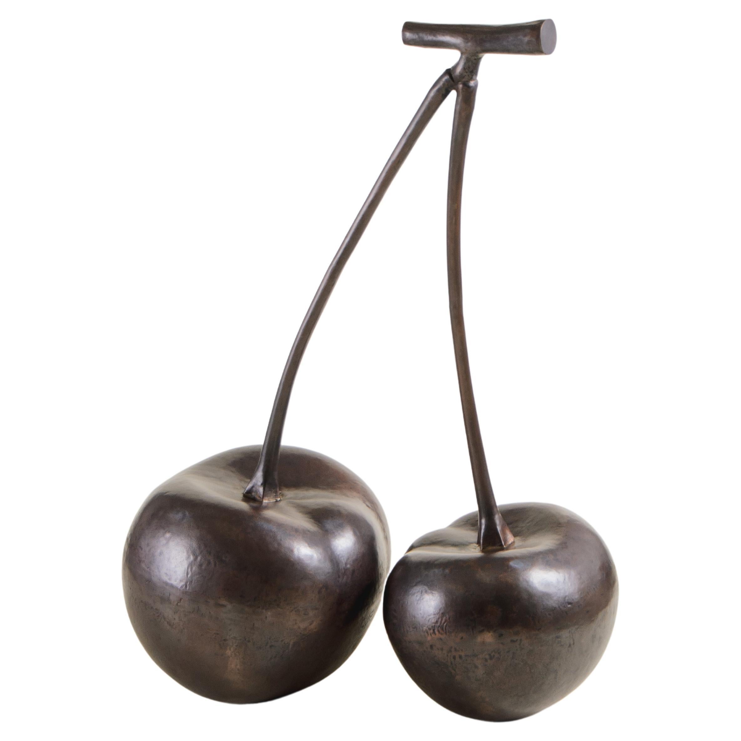 Contemporary Cherries Sculpture in Dark Antique Copper by Robert Kuo For Sale