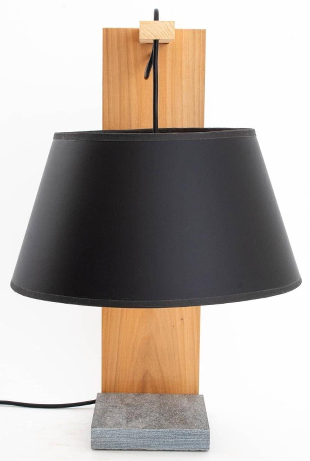 Modern Contemporary Cherrywood and Slate Table Lamp For Sale