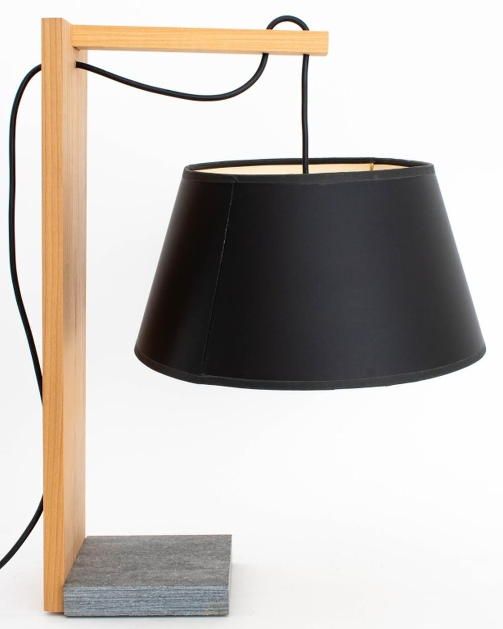 Unknown Contemporary Cherrywood and Slate Table Lamp For Sale