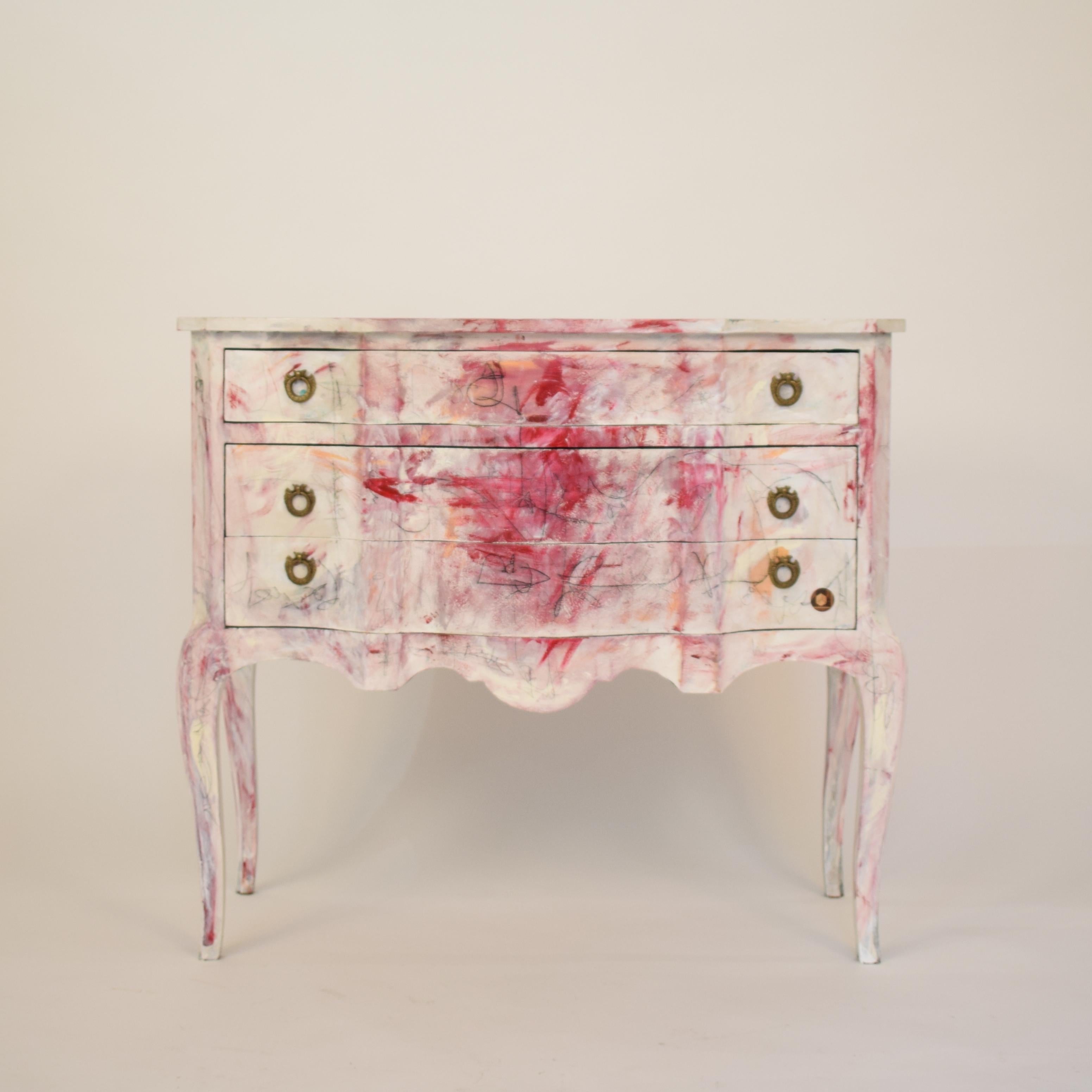 Contemporary Chest of Drawers, Multicolored Hand Painted in Baroque Style, 2019 In New Condition For Sale In Berlin, DE