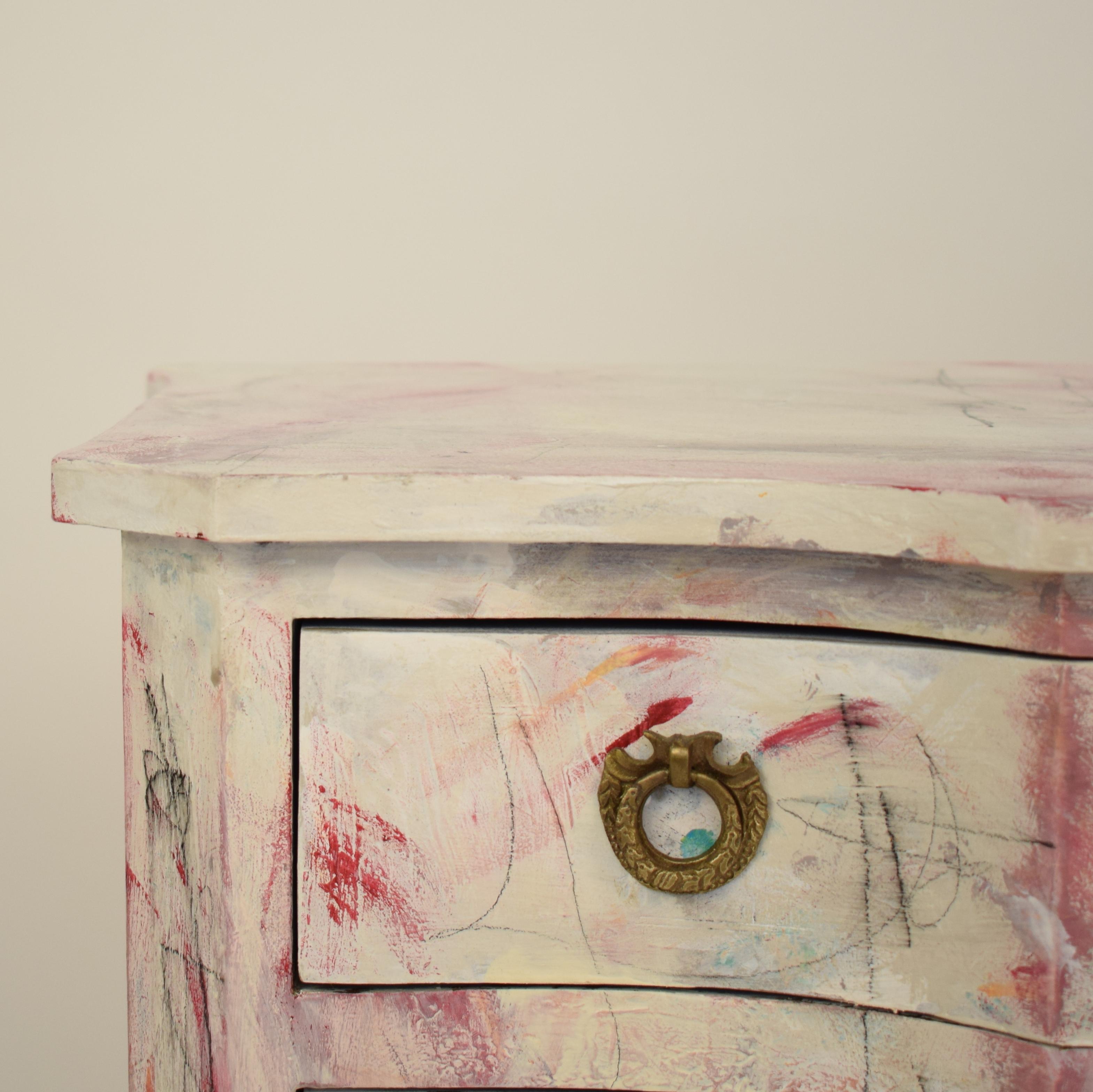 Contemporary Chest of Drawers, Multicolored Hand Painted in Baroque Style, 2019 For Sale 1
