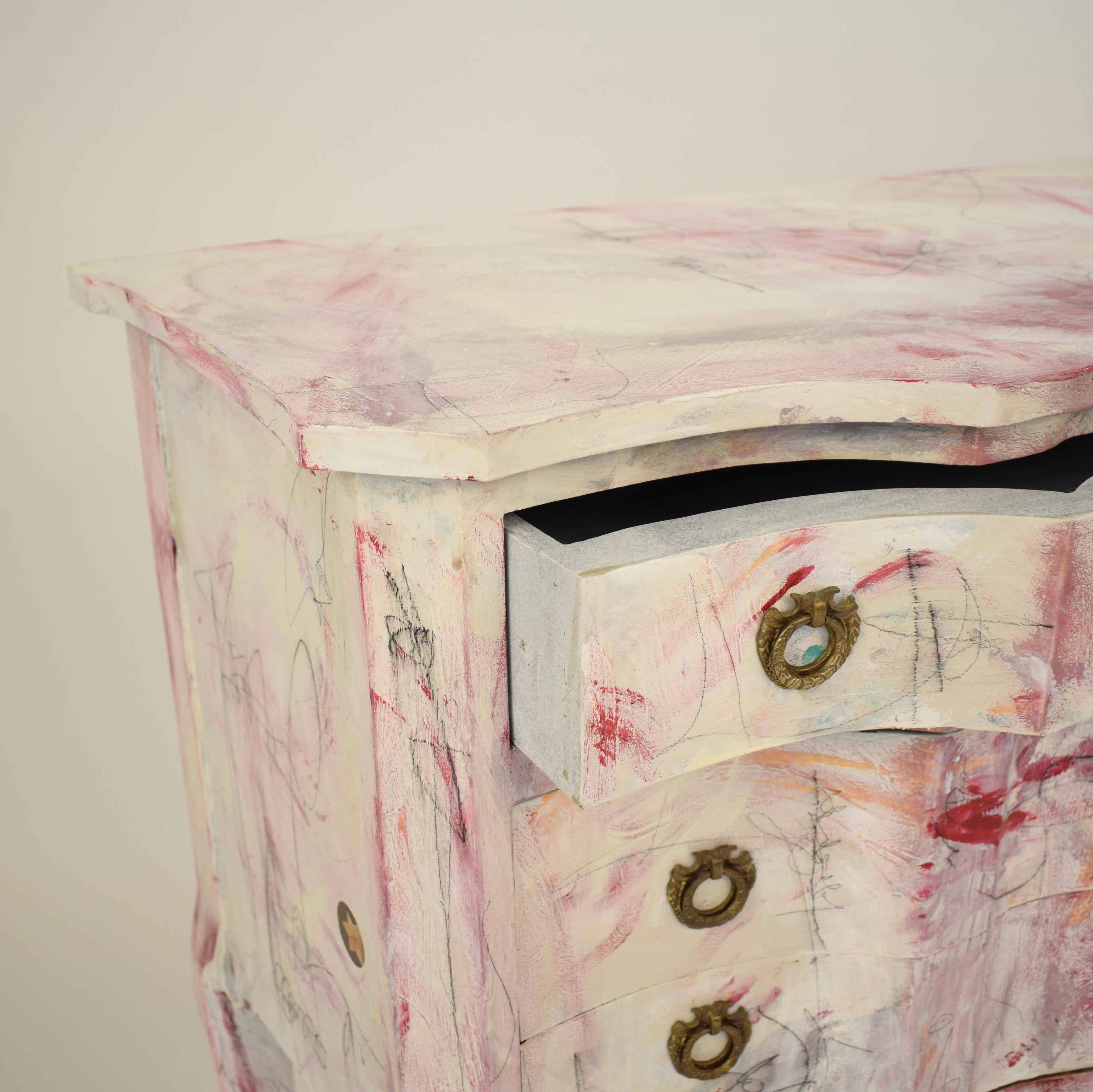 Contemporary Chest of Drawers, Multicolored Hand Painted in Baroque Style, 2019 For Sale 3