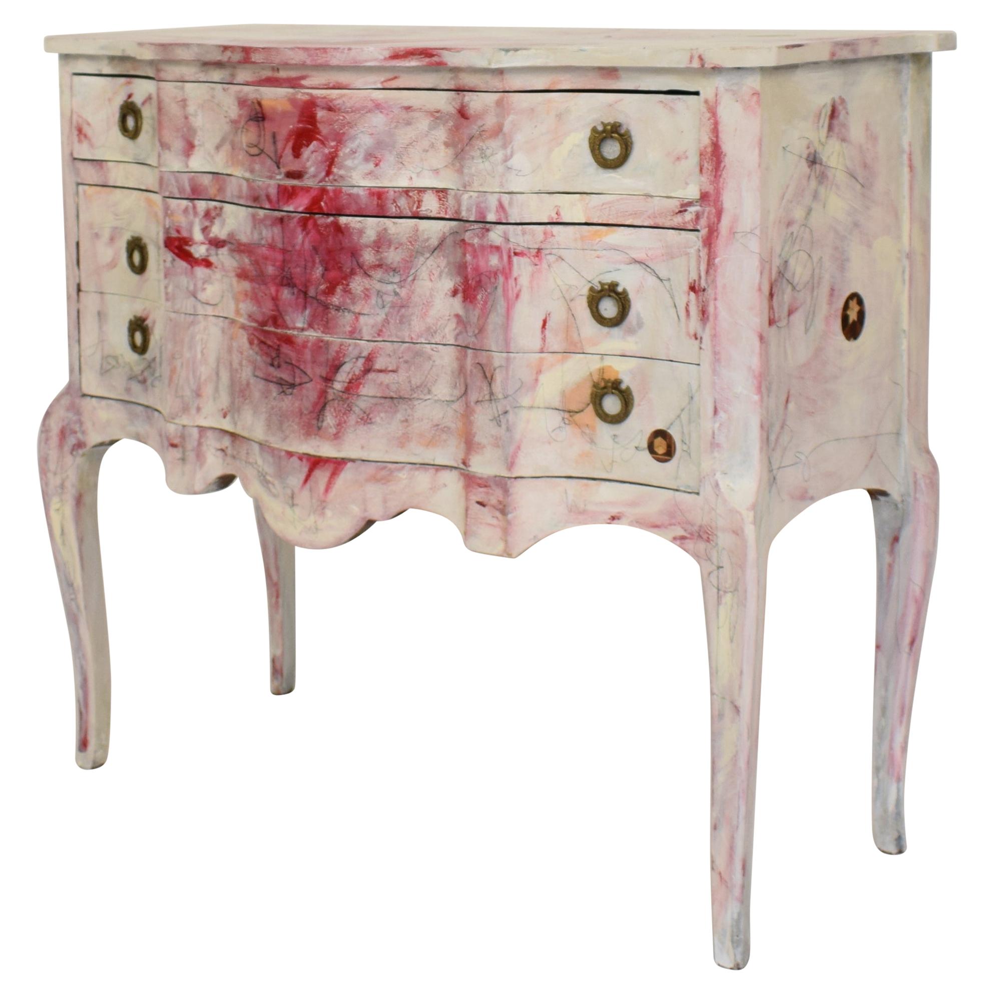 Contemporary Chest of Drawers, Multicolored Hand Painted in Baroque Style, 2019 For Sale