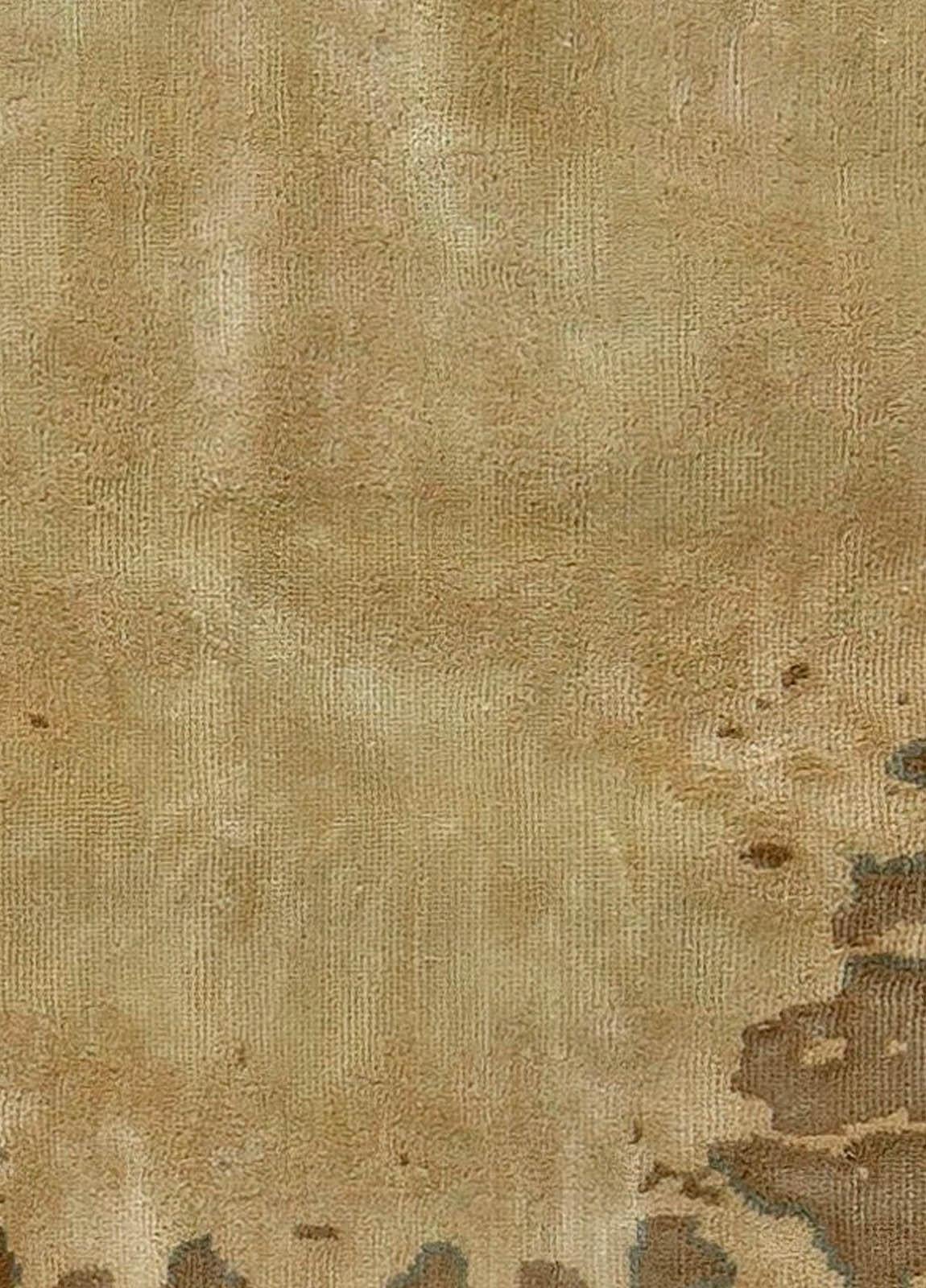 Indien Contemporary Chestnut Beige Hand Knotted Silk Rug by Doris Leslie Blau en vente