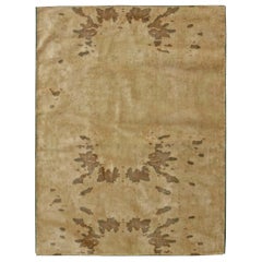 Contemporary Chestnut Beige Hand Knotted Silk Rug by Doris Leslie Blau