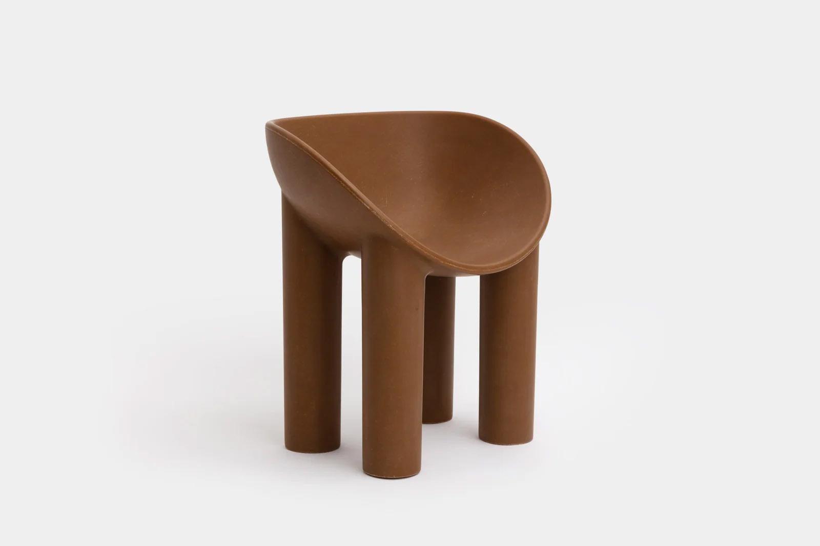 Modern Contemporary Chestnut Fiberglass Chair, Roly-Poly Dining Chair by Faye Toogood