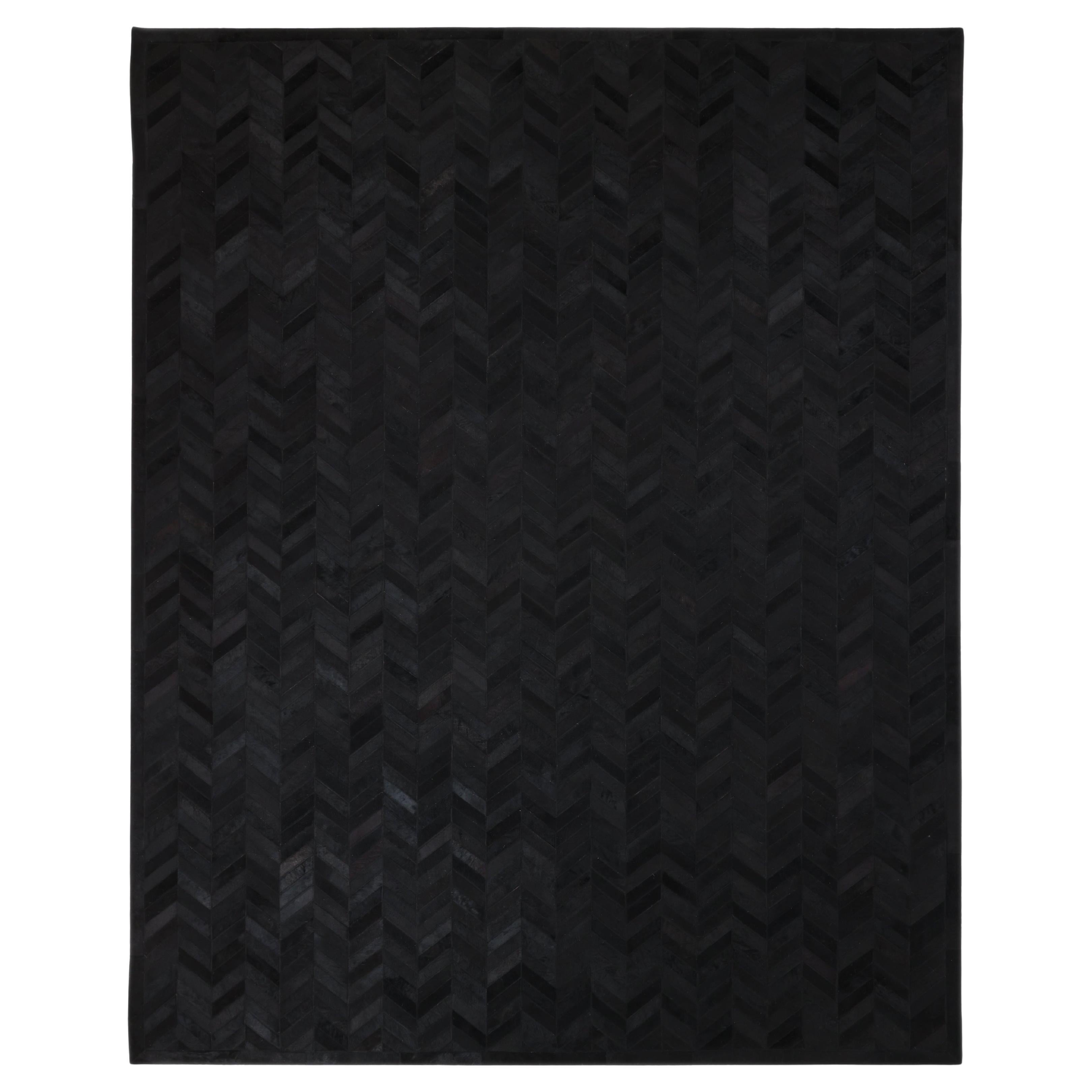 Tapis de sol Contemporary Chevron Hand Made Black 8' 0" x 10' 0" en vente
