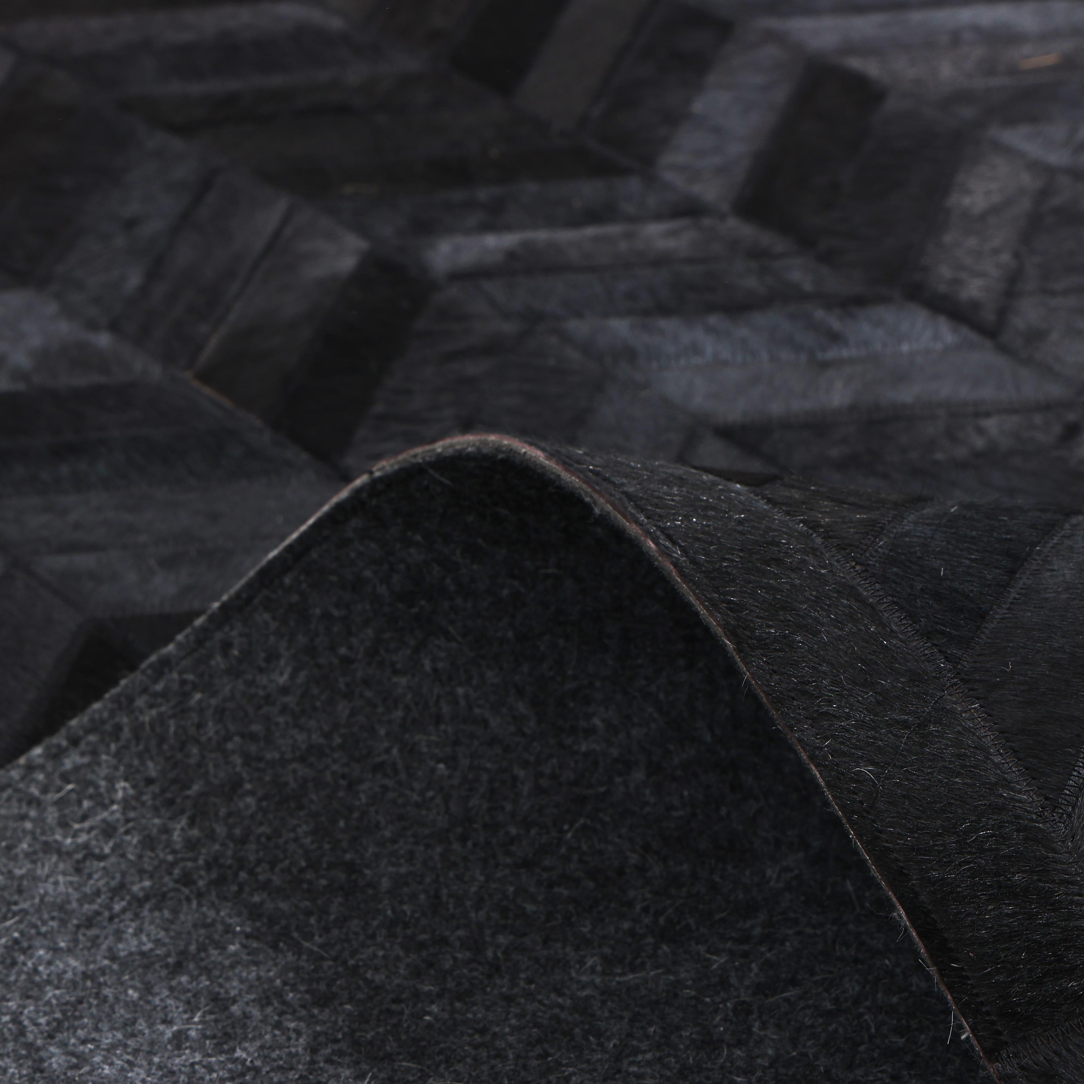 Cowhide Contemporary Chevron Hand Made Black Area Rug 9' 0