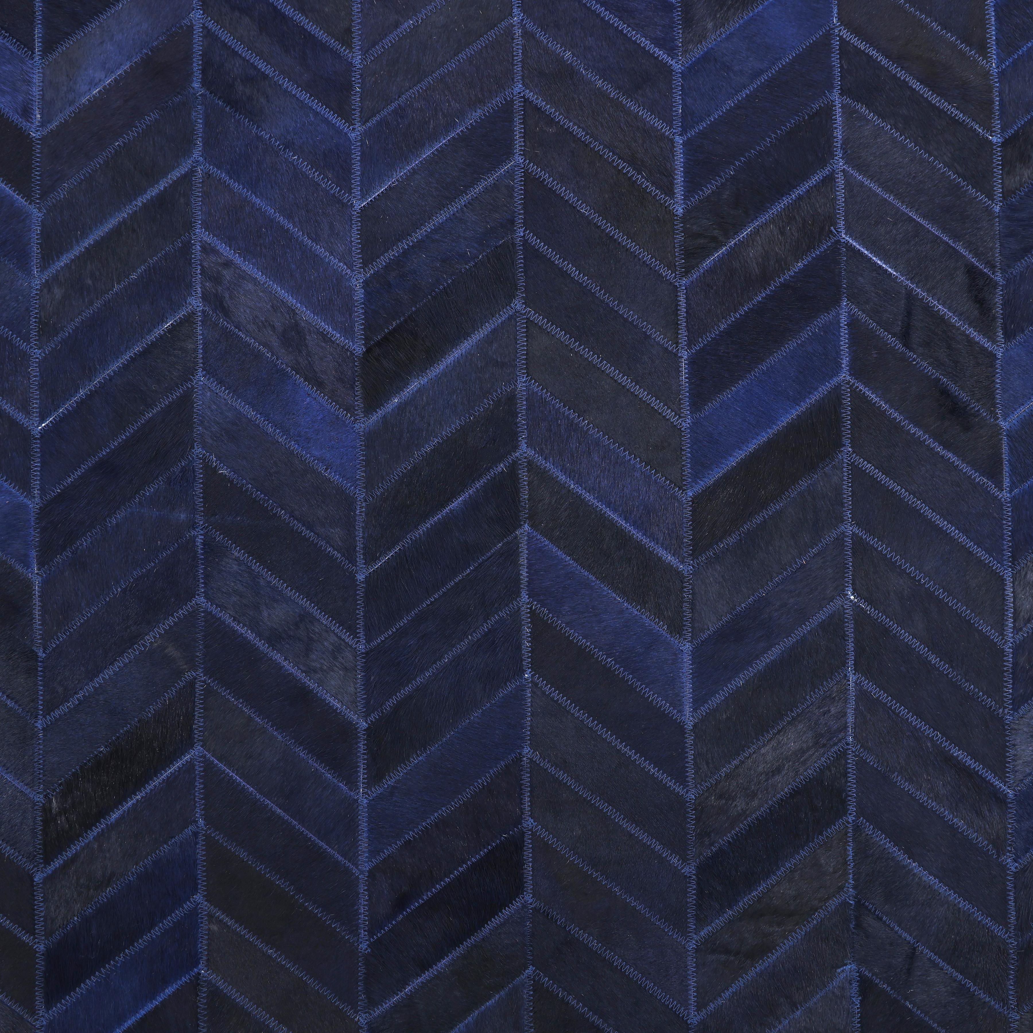 Indian Contemporary Chevron Hand Made Blue Area Rug 3' 0