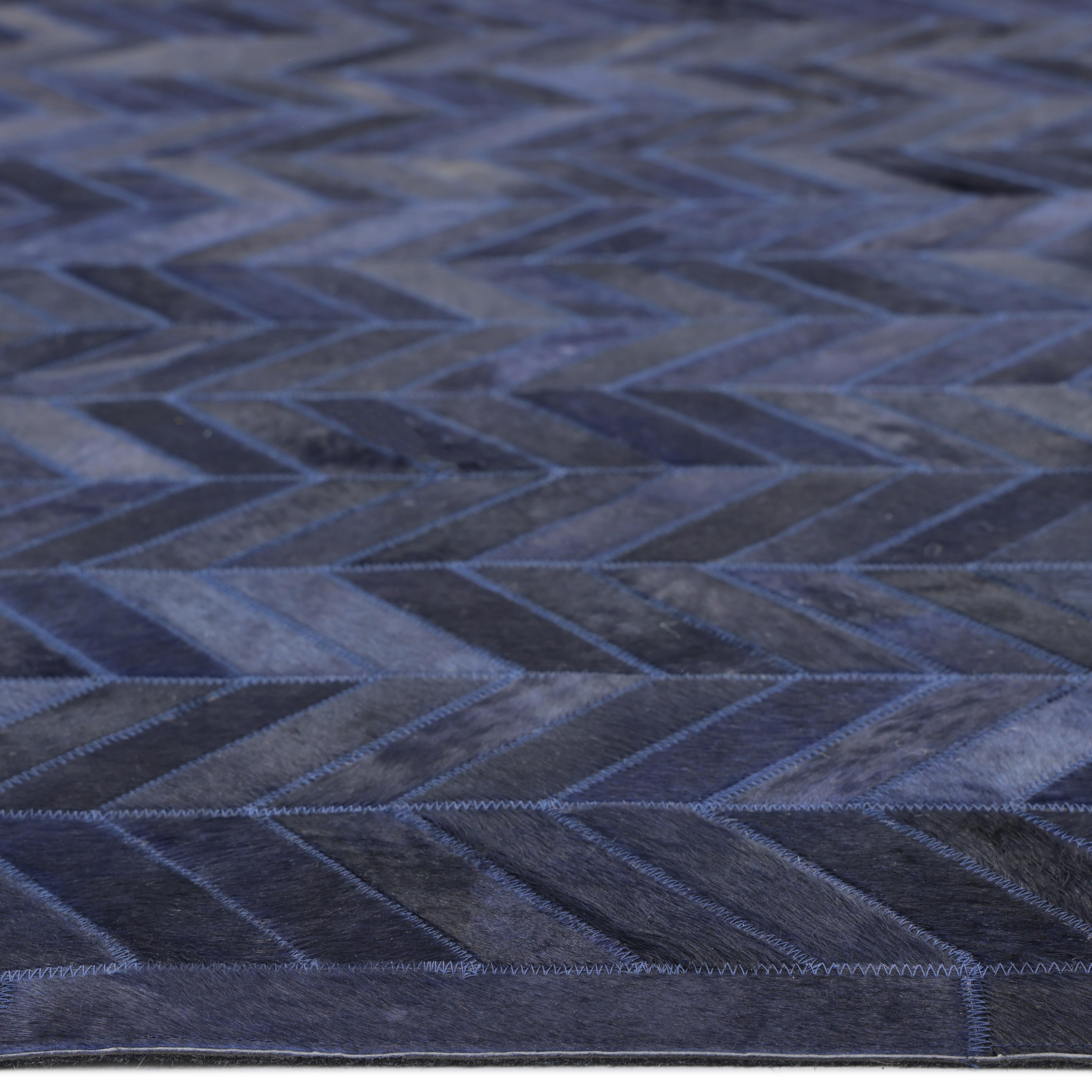 Contemporary Chevron Hand Made Blue Area Rug 3' 0