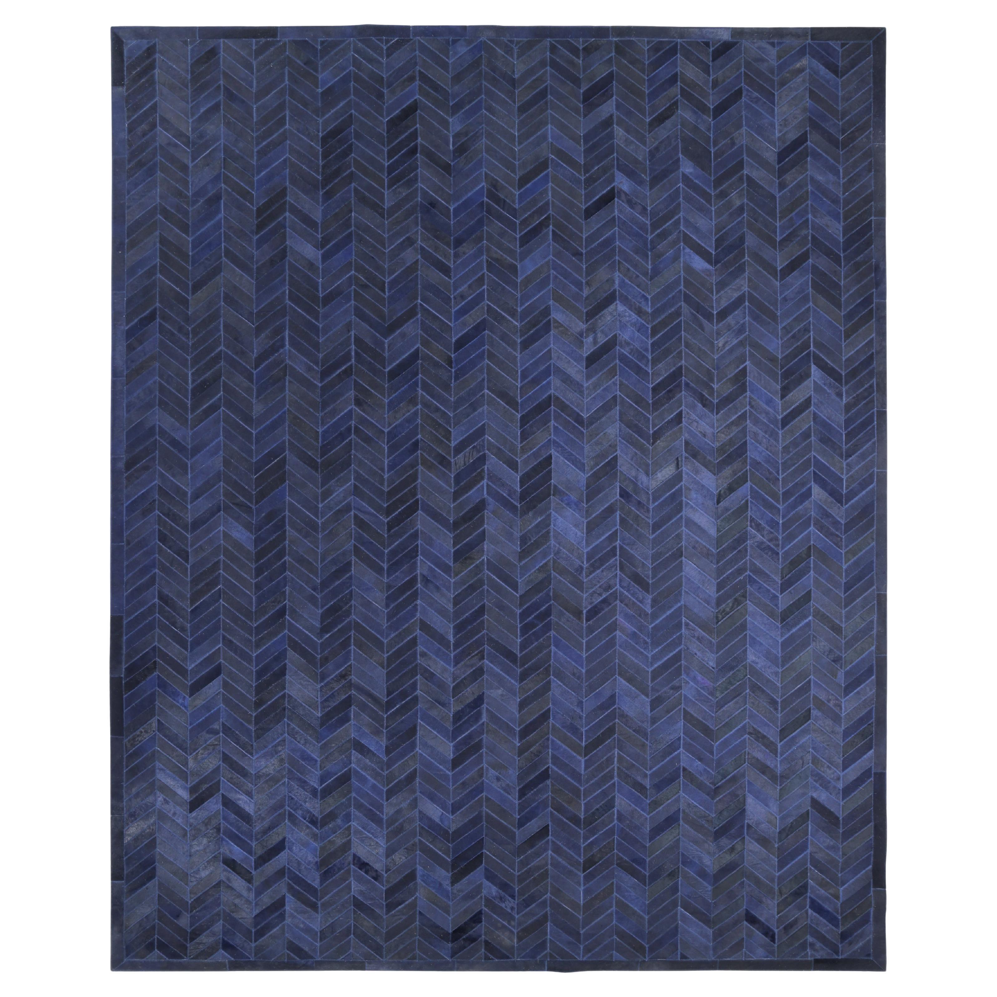 Contemporary Chevron Hand Made Blue Area Rug 3' 0" x 5' 0"