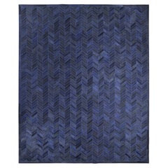 Contemporary Chevron Hand Made Blue Area Rug 3' 0" x 5' 0"