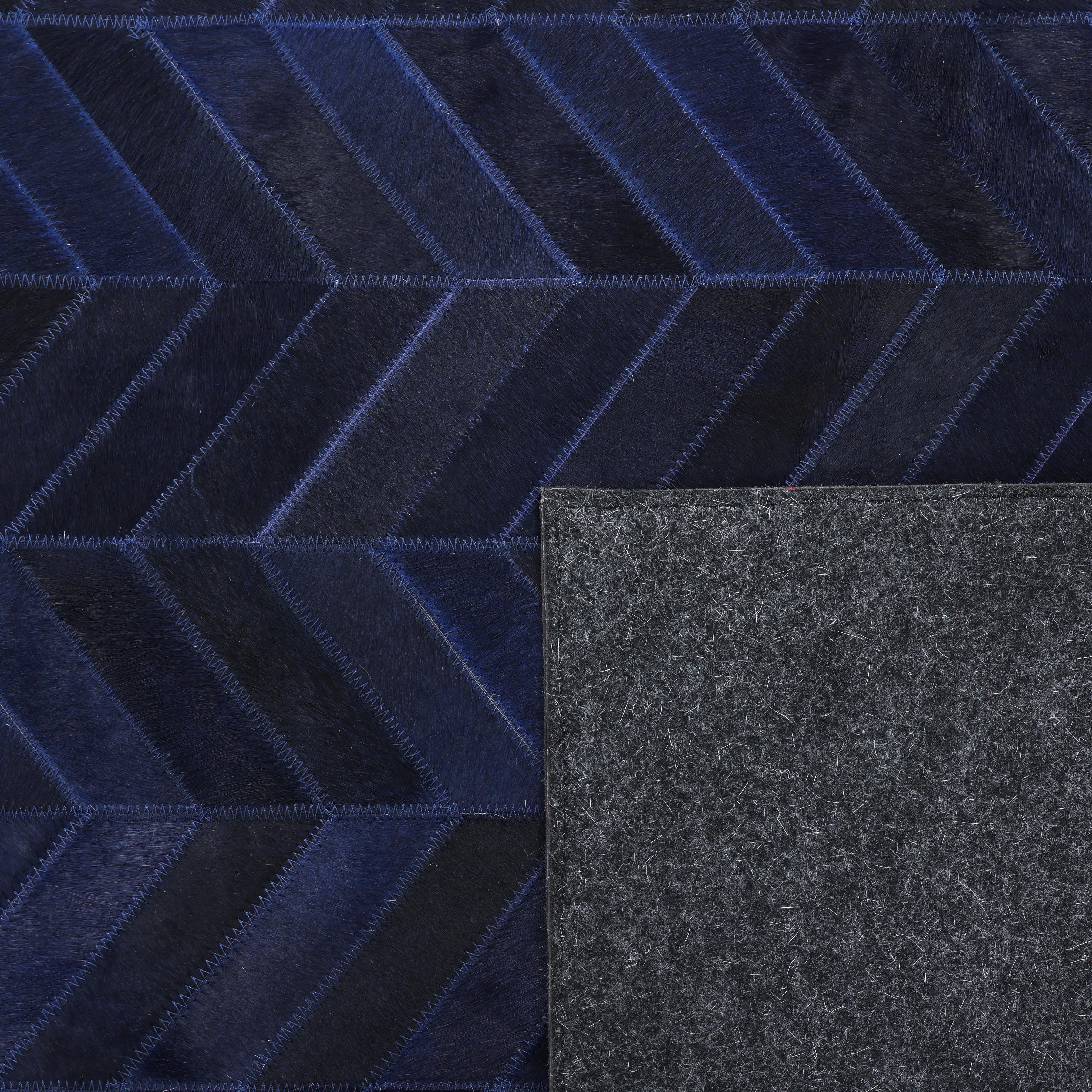Cowhide Contemporary Chevron Hand Made Blue Area Rug 5' 0
