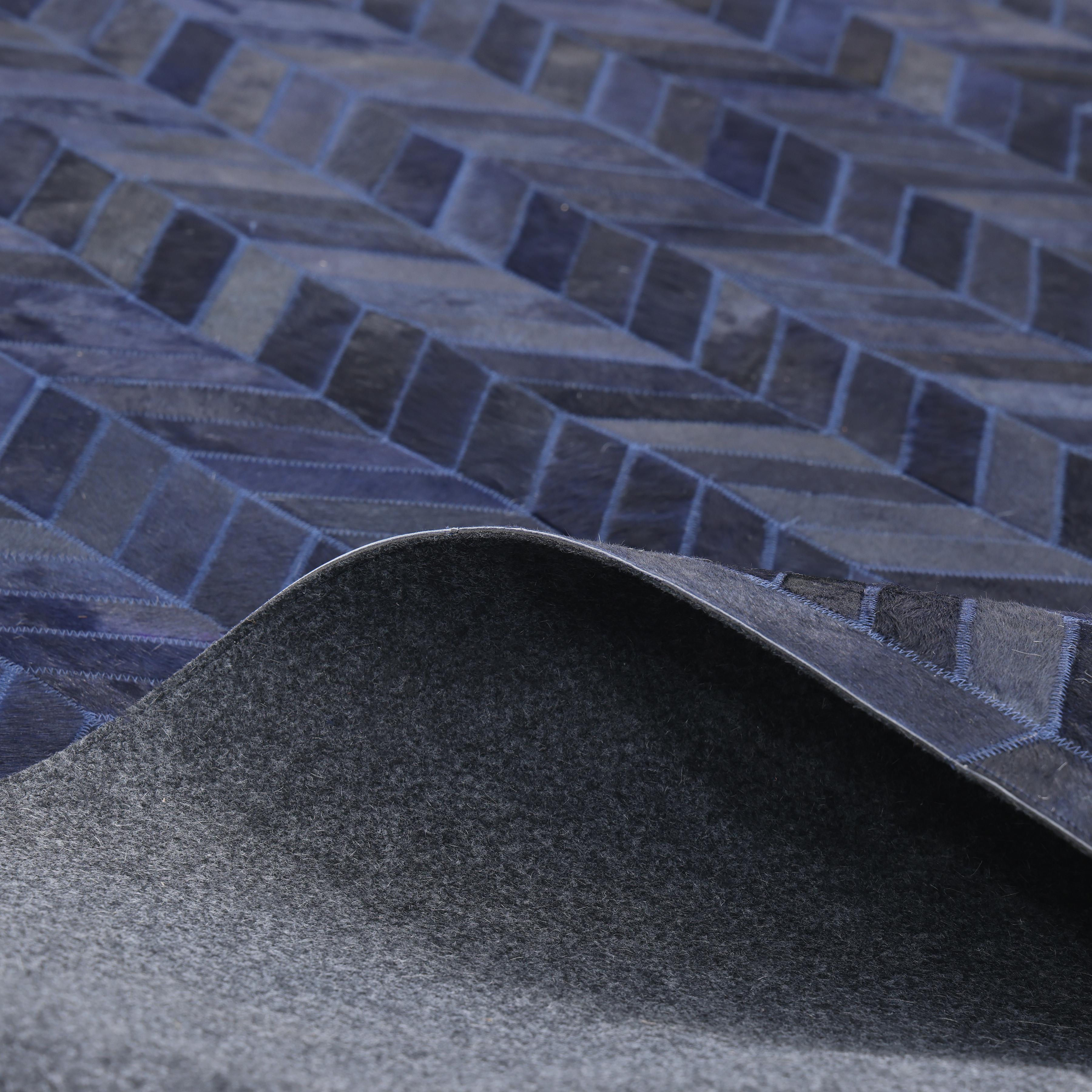 Contemporary Chevron Hand Made Blue Area Rug 5' 0