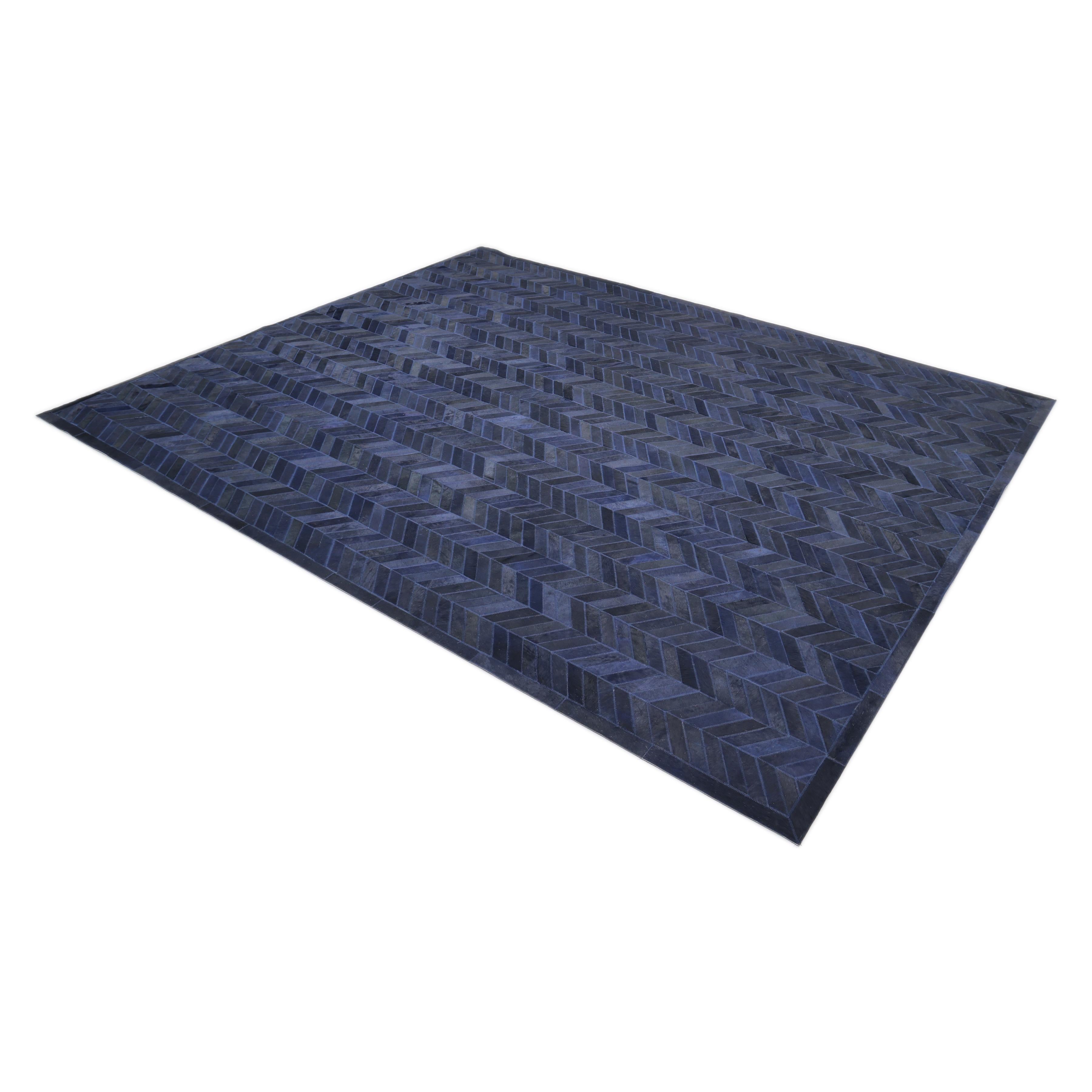 Contemporary Chevron Hand Made Blue Area Rug 5' 0