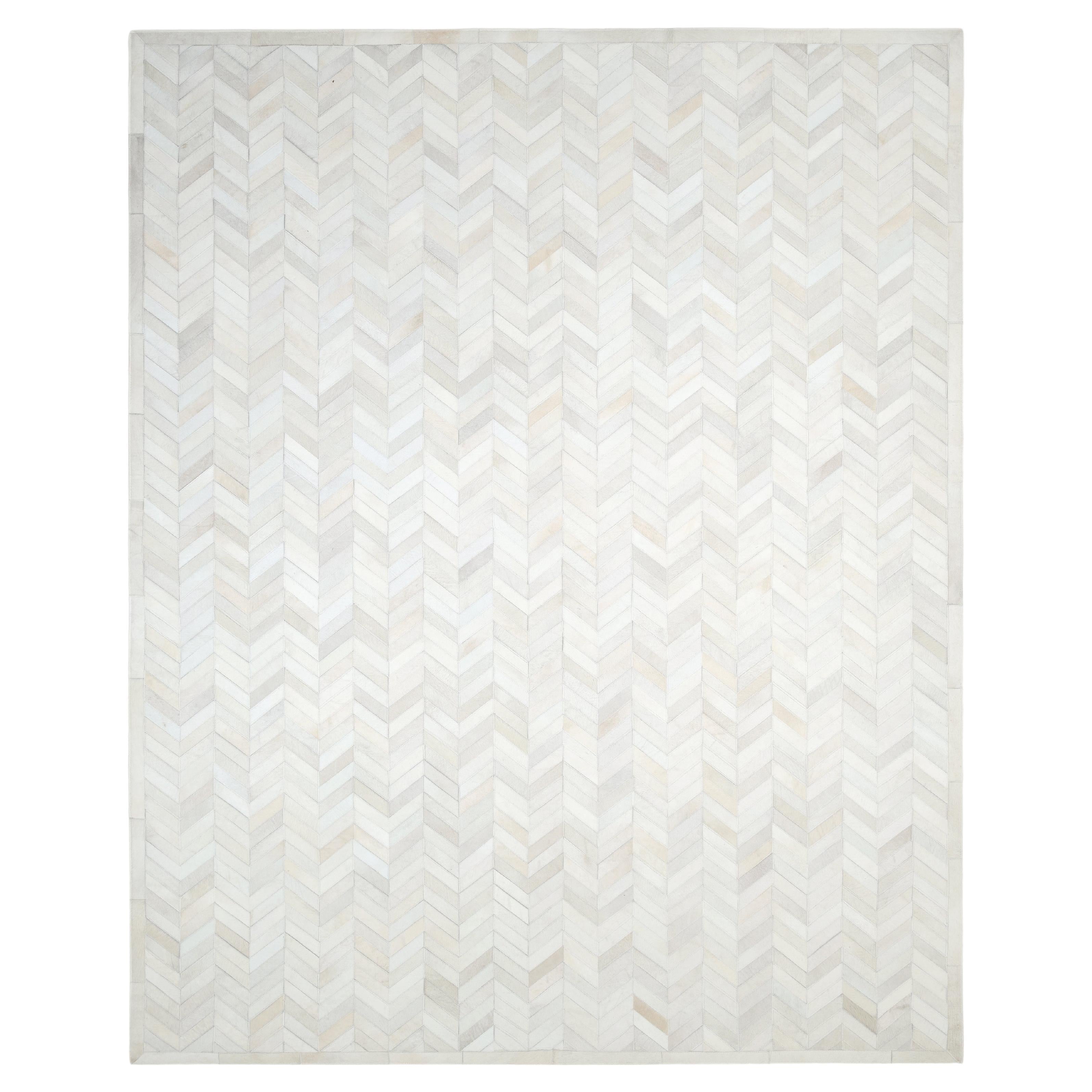 Contemporary Chevron Hand Made Ivory Area Rug 3' 0" x 5' 0"