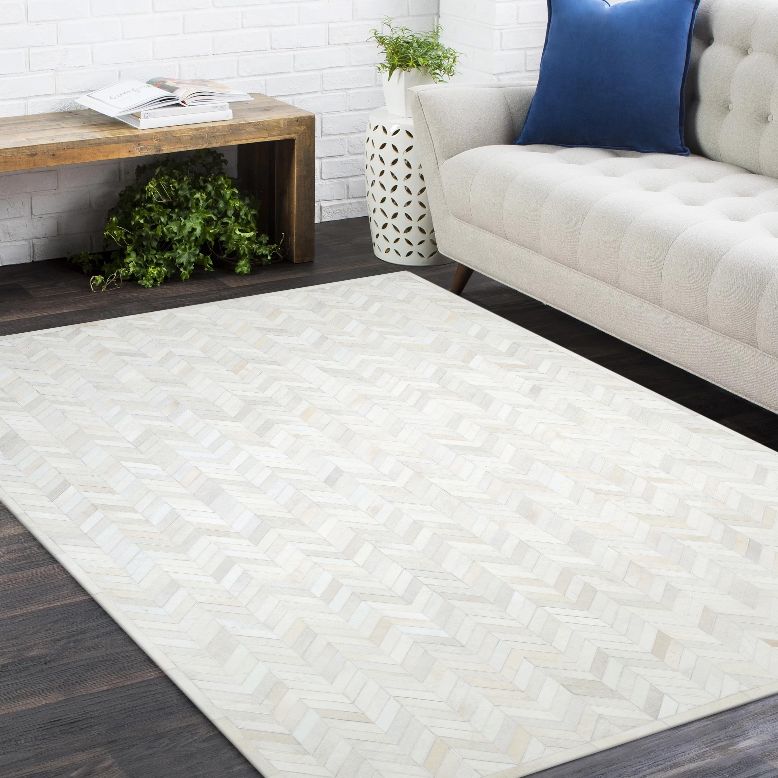 Contemporary Chevron Hand Made Ivory Area Rug 5' 0