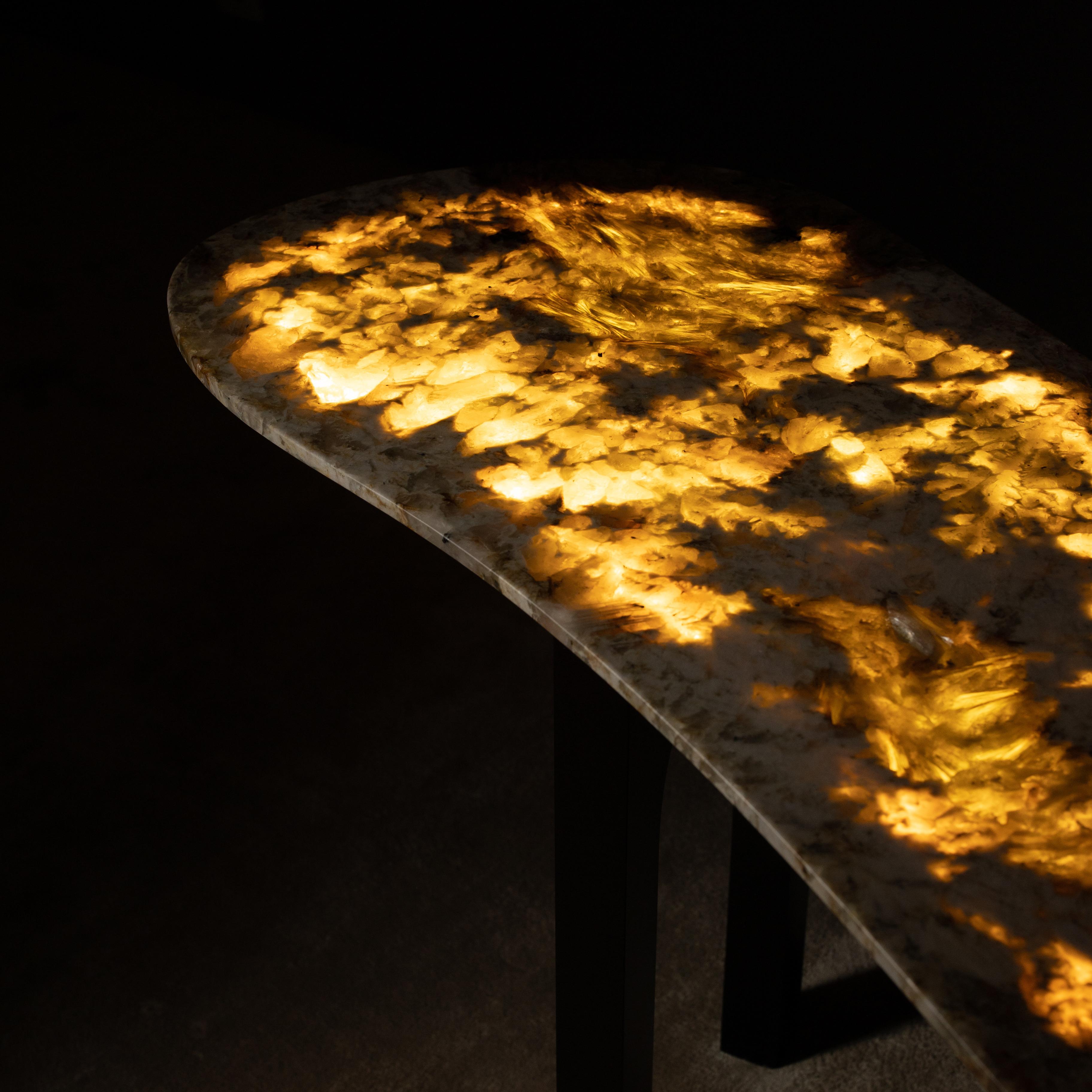 Table console contemporaine Chiado, cuir rouge, quartz, fait main Greenapple en vente 2