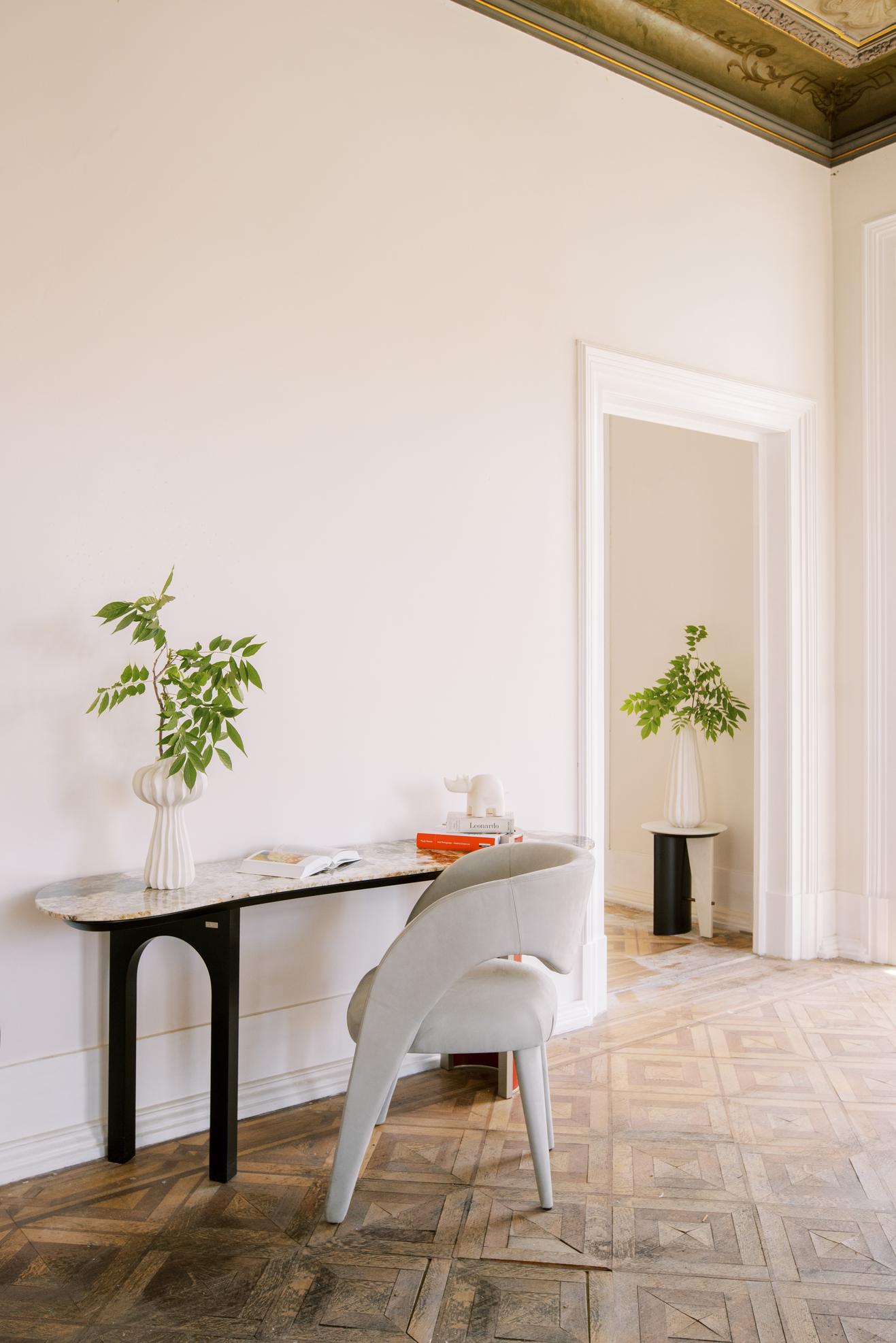 Table console contemporaine Chiado, cuir rouge, quartz, fait main Greenapple Neuf - En vente à Lisboa, PT