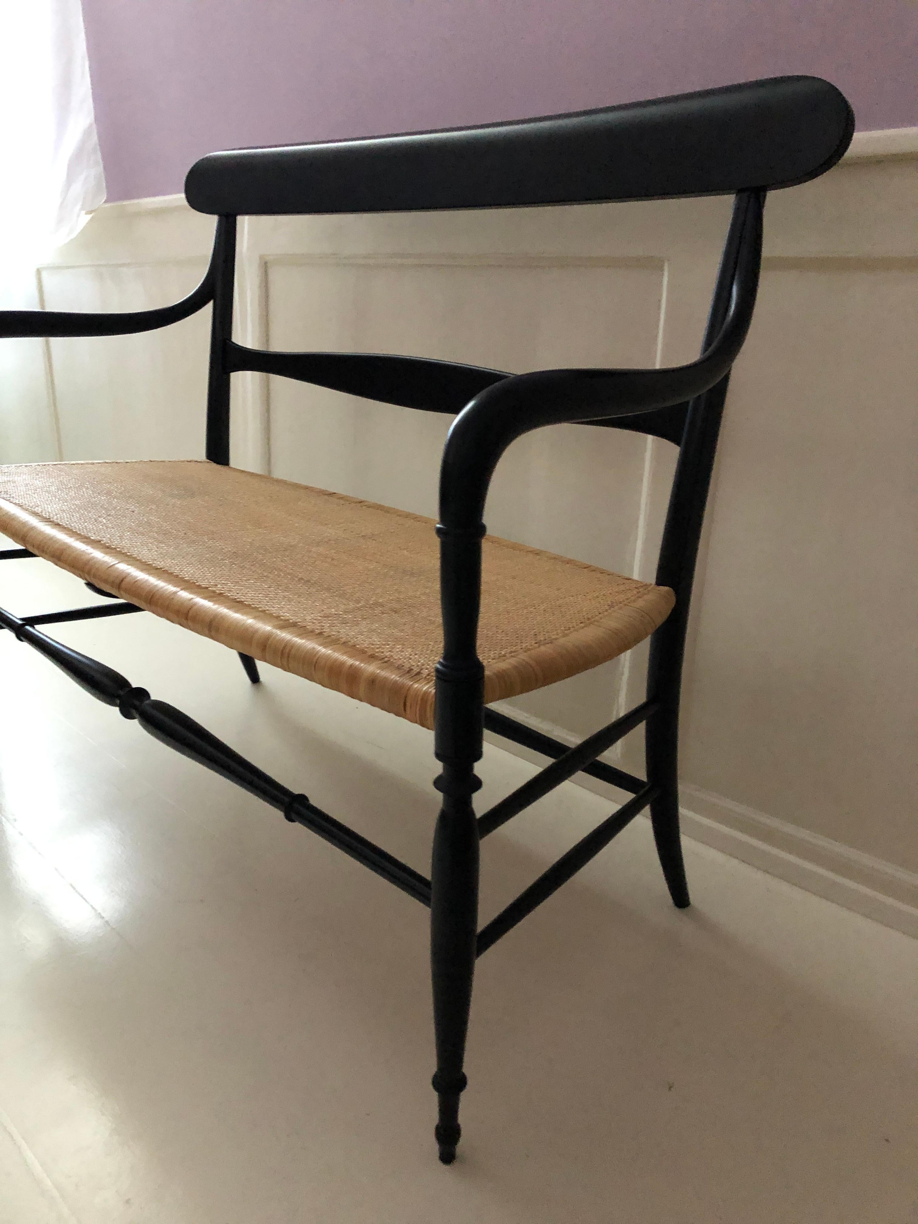 Contemporary Chiavari Bench in Lacquered Wooden Frame and Cane Seat, Italy In Good Condition For Sale In Copenhagen K, DK