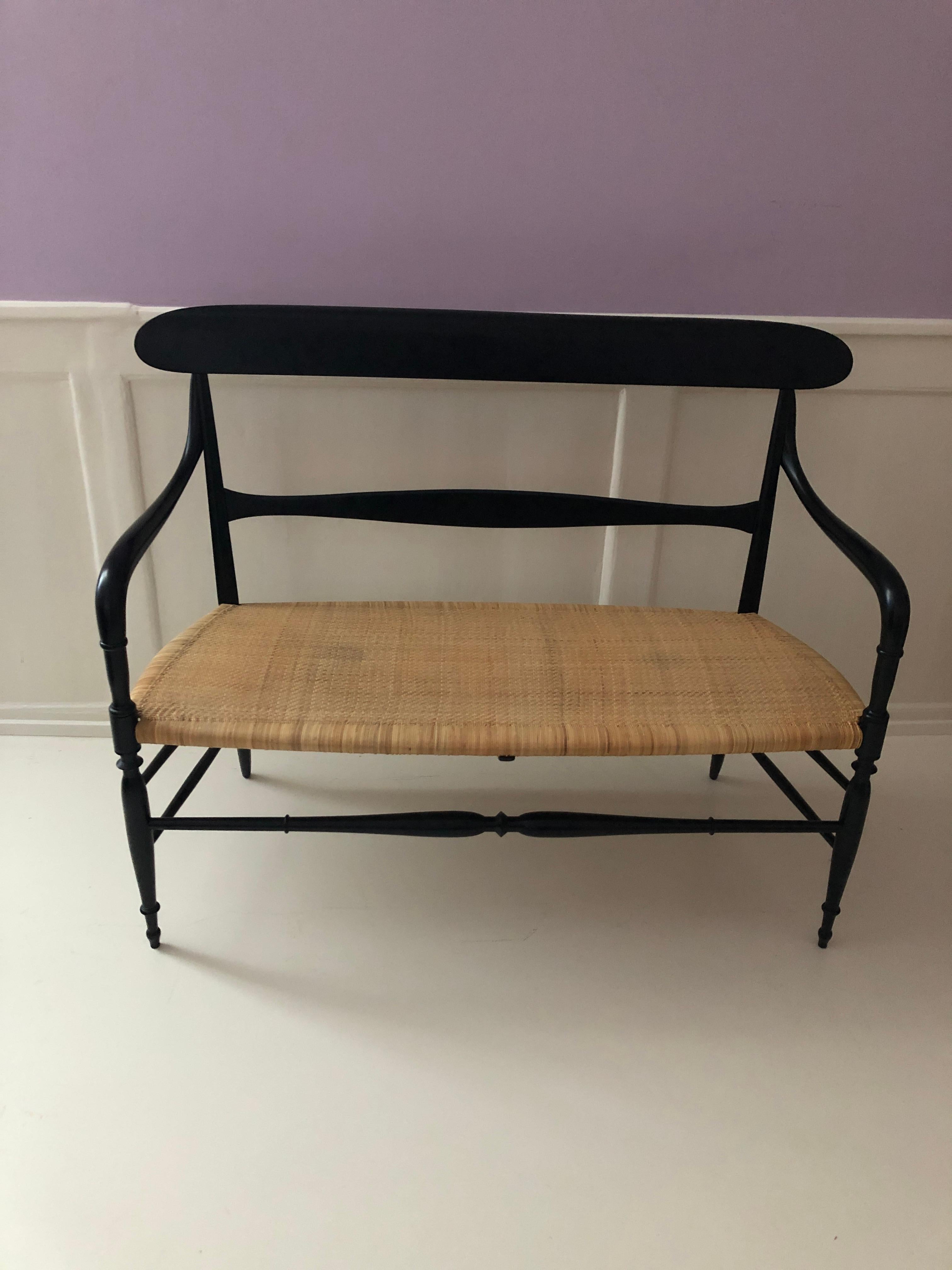 rattan bench seat with back