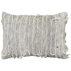 Cuscino chic contemporaneo in lana e cotone grigio