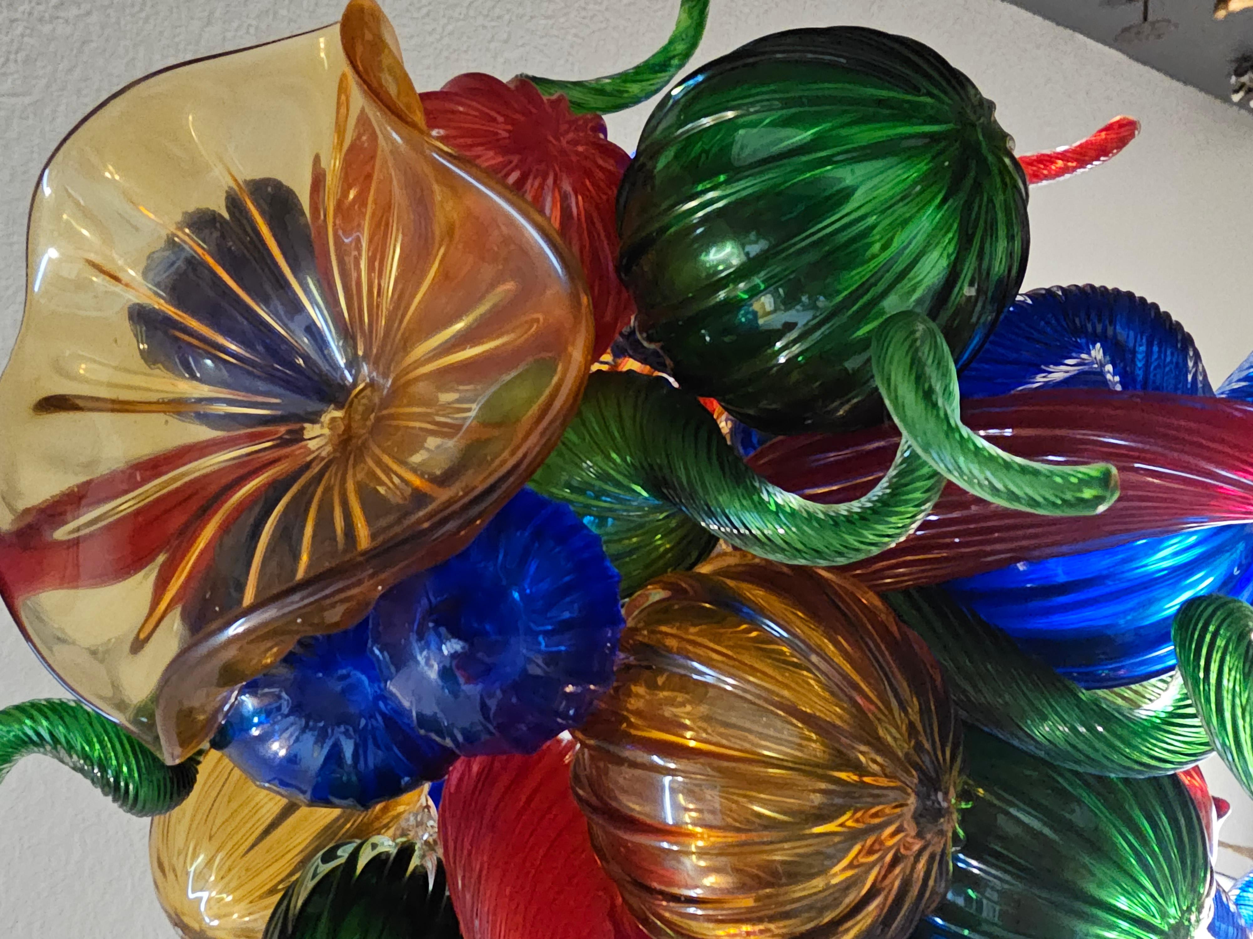 Contemporary Chihuly Murano Hand Blown 80 Piece Glass Chandelier 8