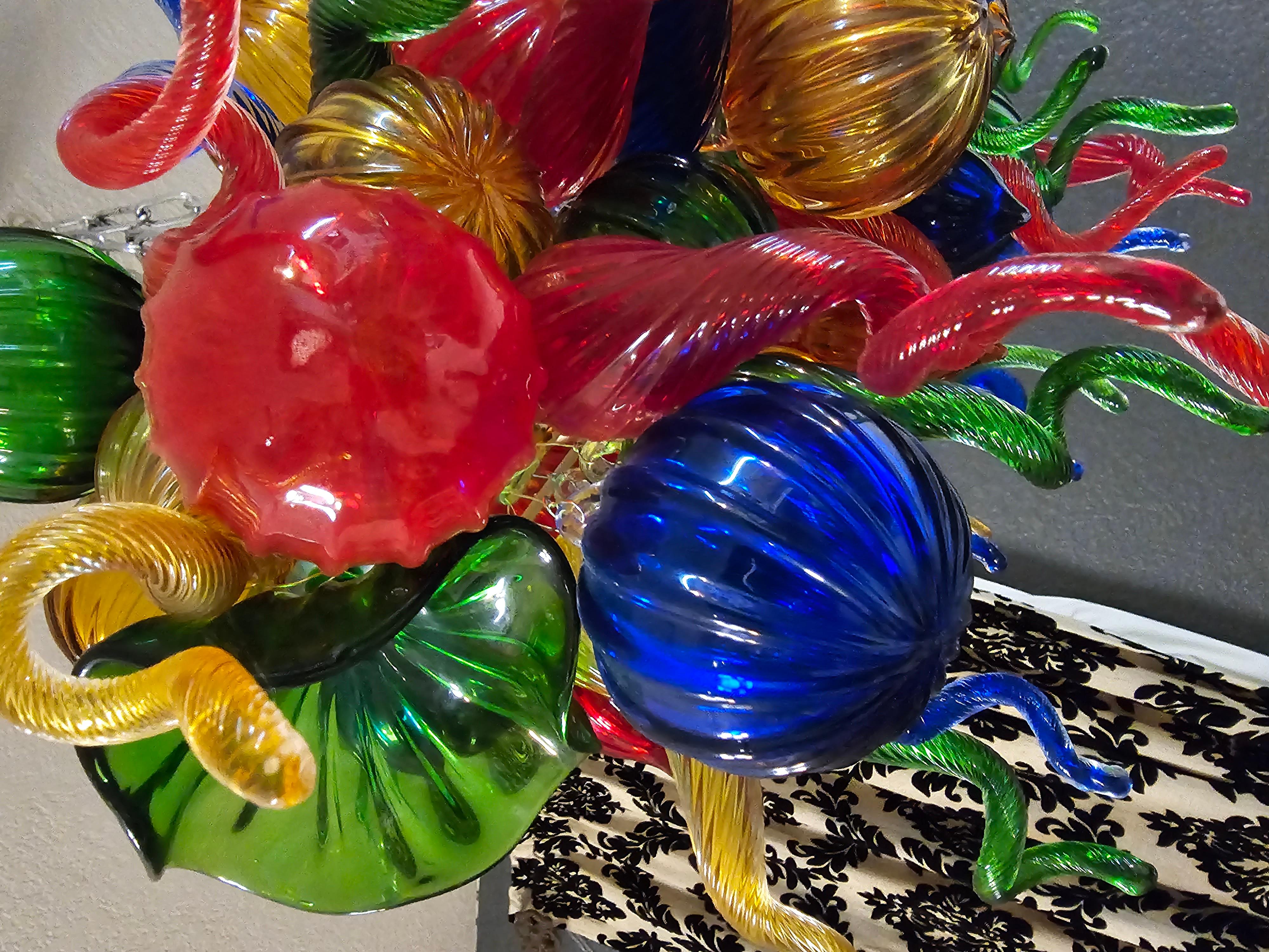 Contemporary Chihuly Murano Hand Blown 80 Piece Glass Chandelier 9