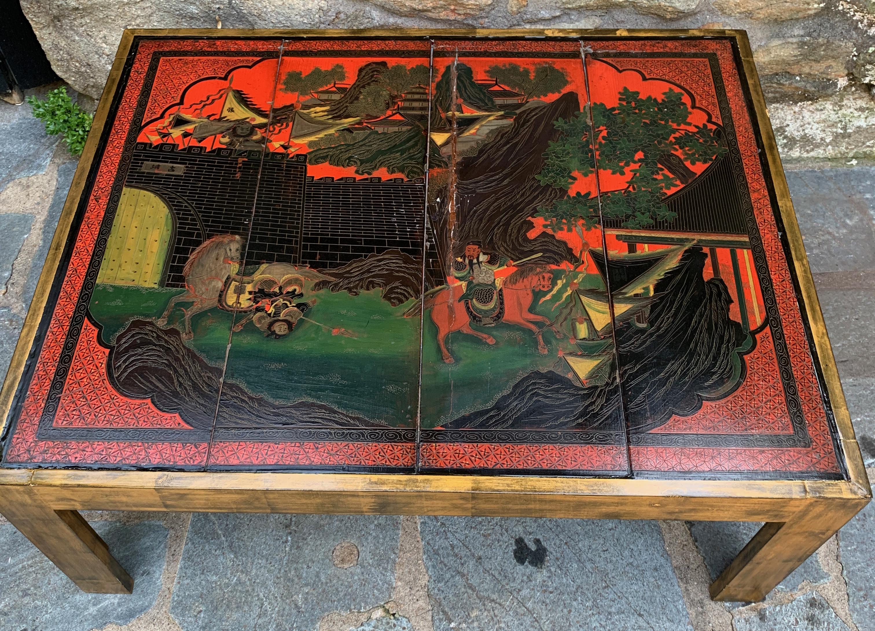 Hand-Painted Contemporary Chinese Inspired Cocktail Table