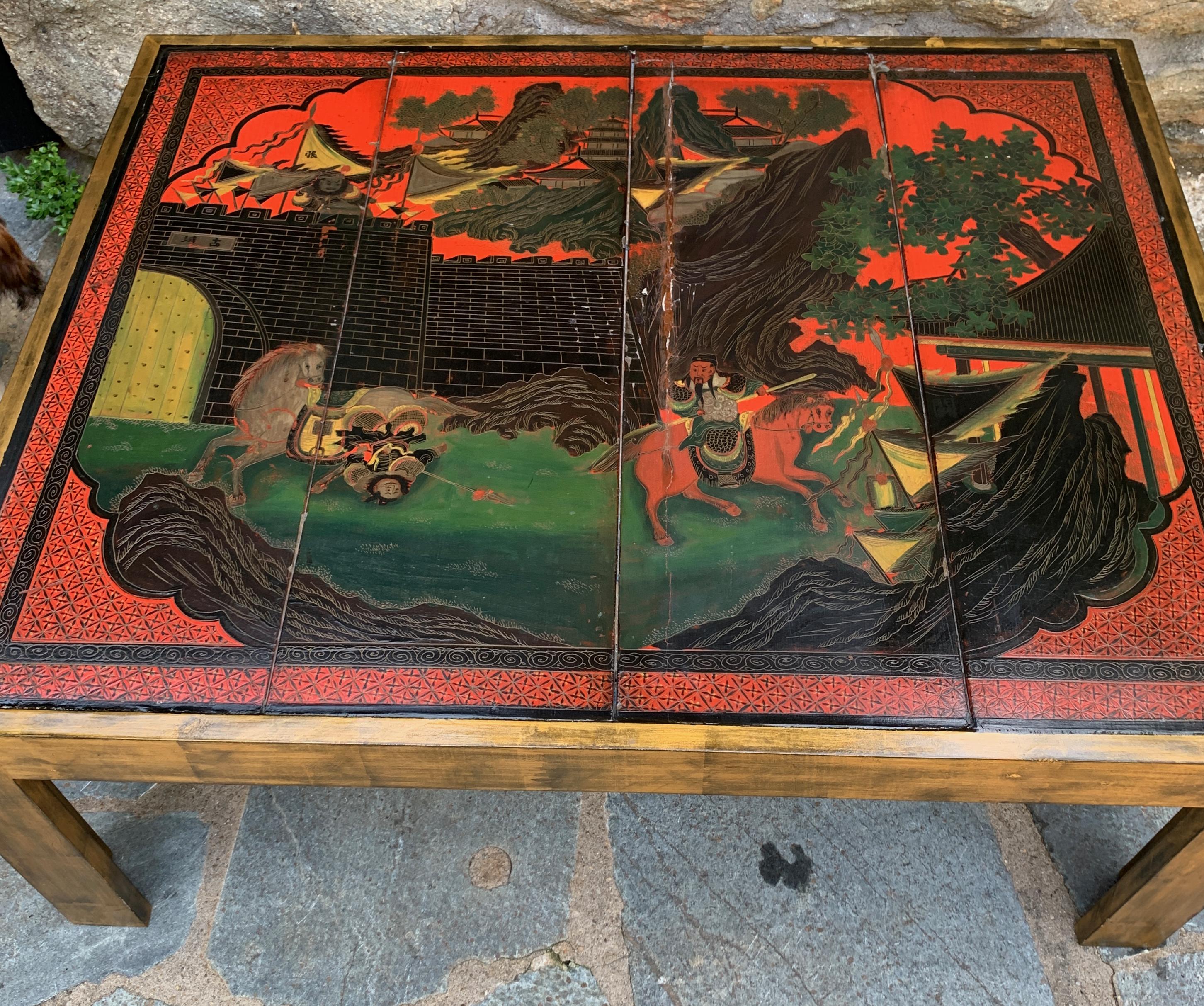 Contemporary Chinese Inspired Cocktail Table In Good Condition In Kilmarnock, VA