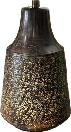 Contemporary Chinese Table Lamp, Textured Metal Base, Linen Shade, New